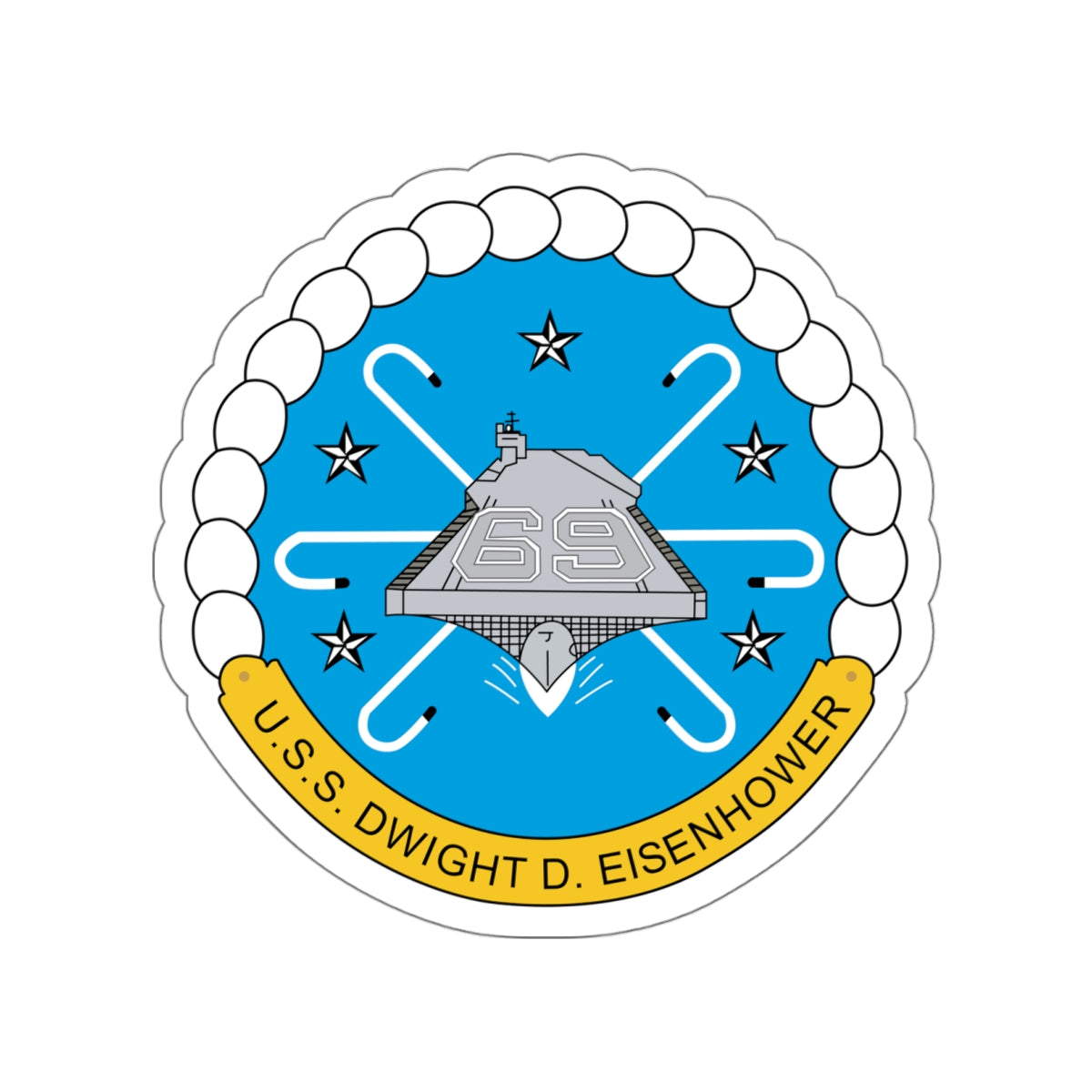 Die-Cut Vinyl Sticker - USS Dwight D. Eisenhower (CVN-69) Crest wo Txt