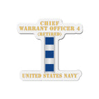 Die-Cut Magnet - Navy - Chief Warrant Officer 4 - CW04 - Retired