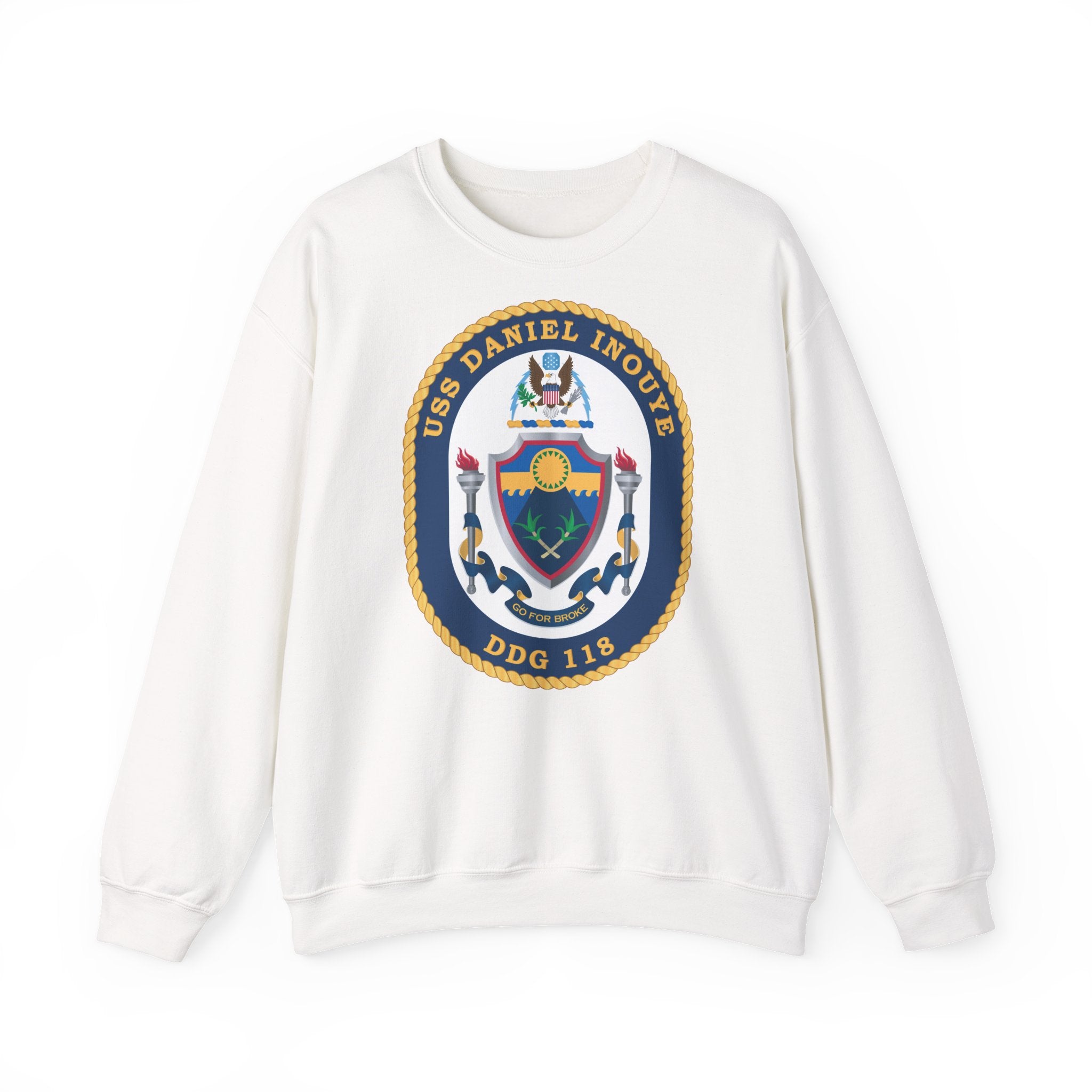 Unisex Heavy Blend™ Crewneck Sweatshirt - Navy - USS Daniel Inouye (DDG-118) wo txt