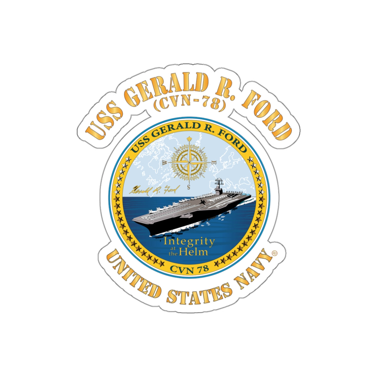 Die-Cut Vinyl Sticker - Navy - USS Gerald R. Ford (CVN-78)