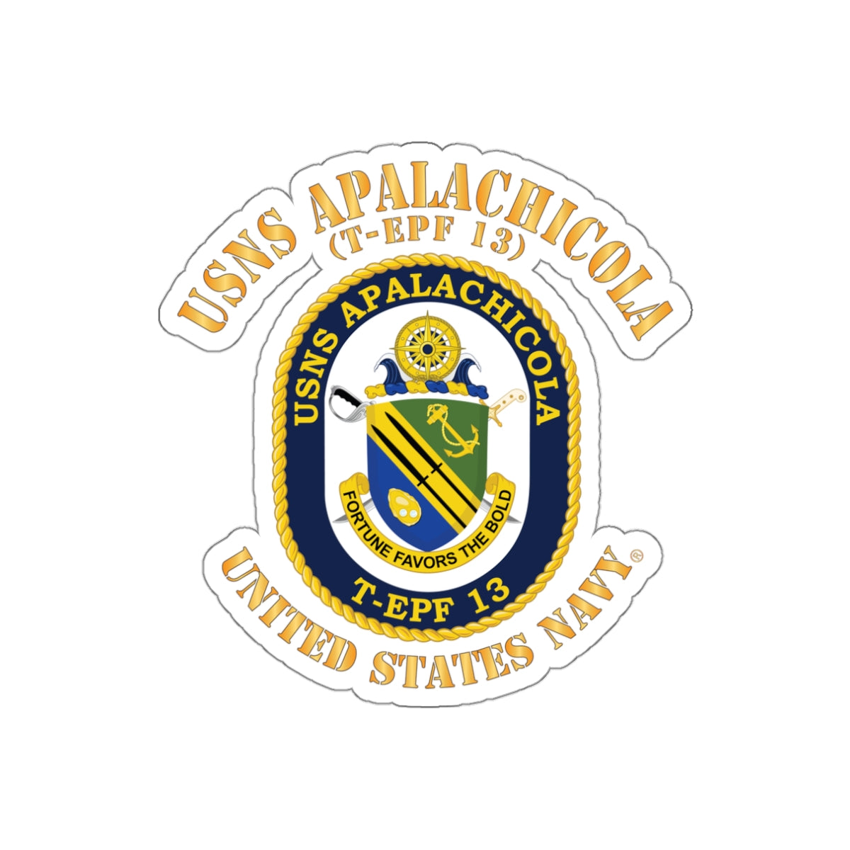 Die-Cut Vinyl Sticker - Navy - USNS Apalachicola (T-EPF 13)