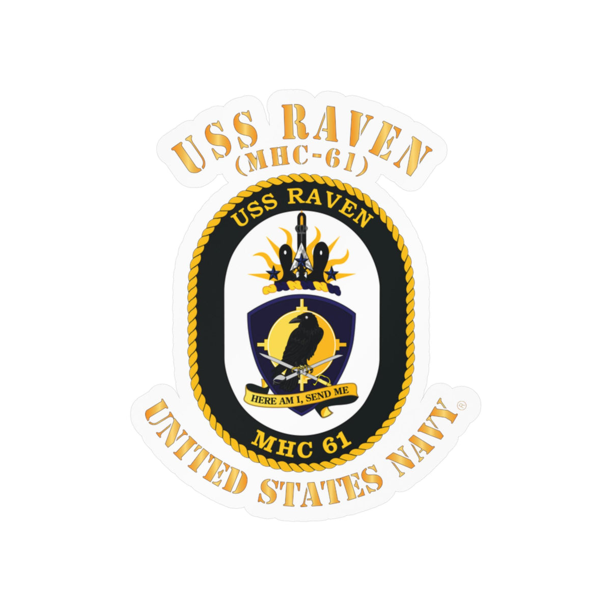Kiss-Cut Vinyl Decal - Navy - USS Raven (MHC-61)