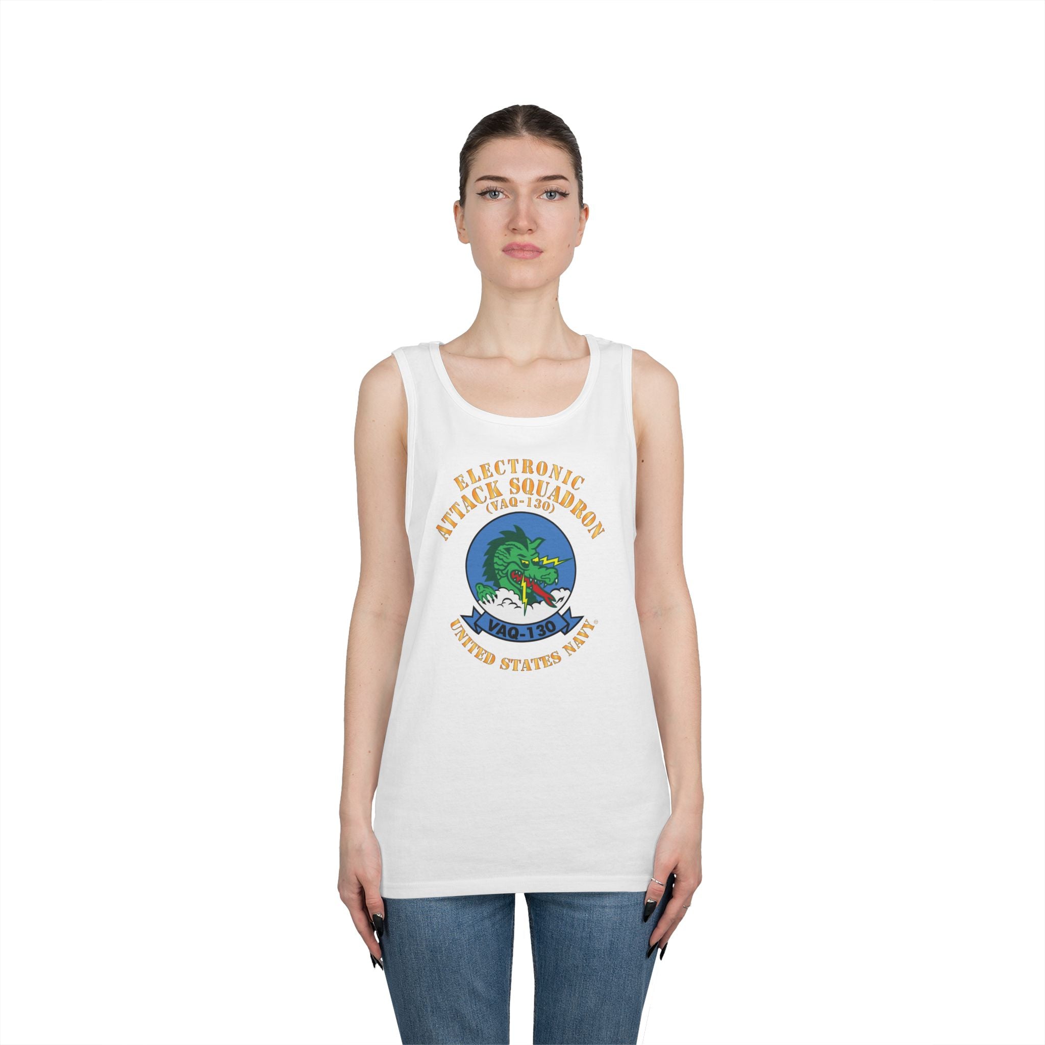 Unisex Heavy Cotton Tank Top - Navy - Electronic Attack Squadron 130 (VAQ-130)