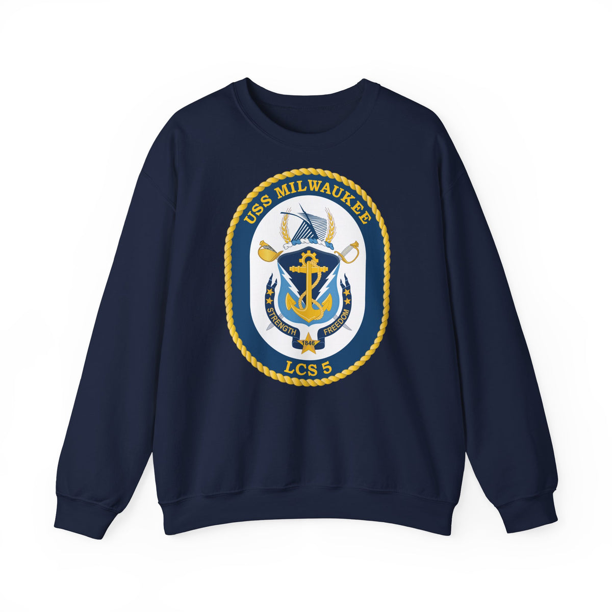 Unisex Heavy Blend™ Crewneck Sweatshirt -  Navy - USS Milwaukee (LCS-5) wo Txt X 300