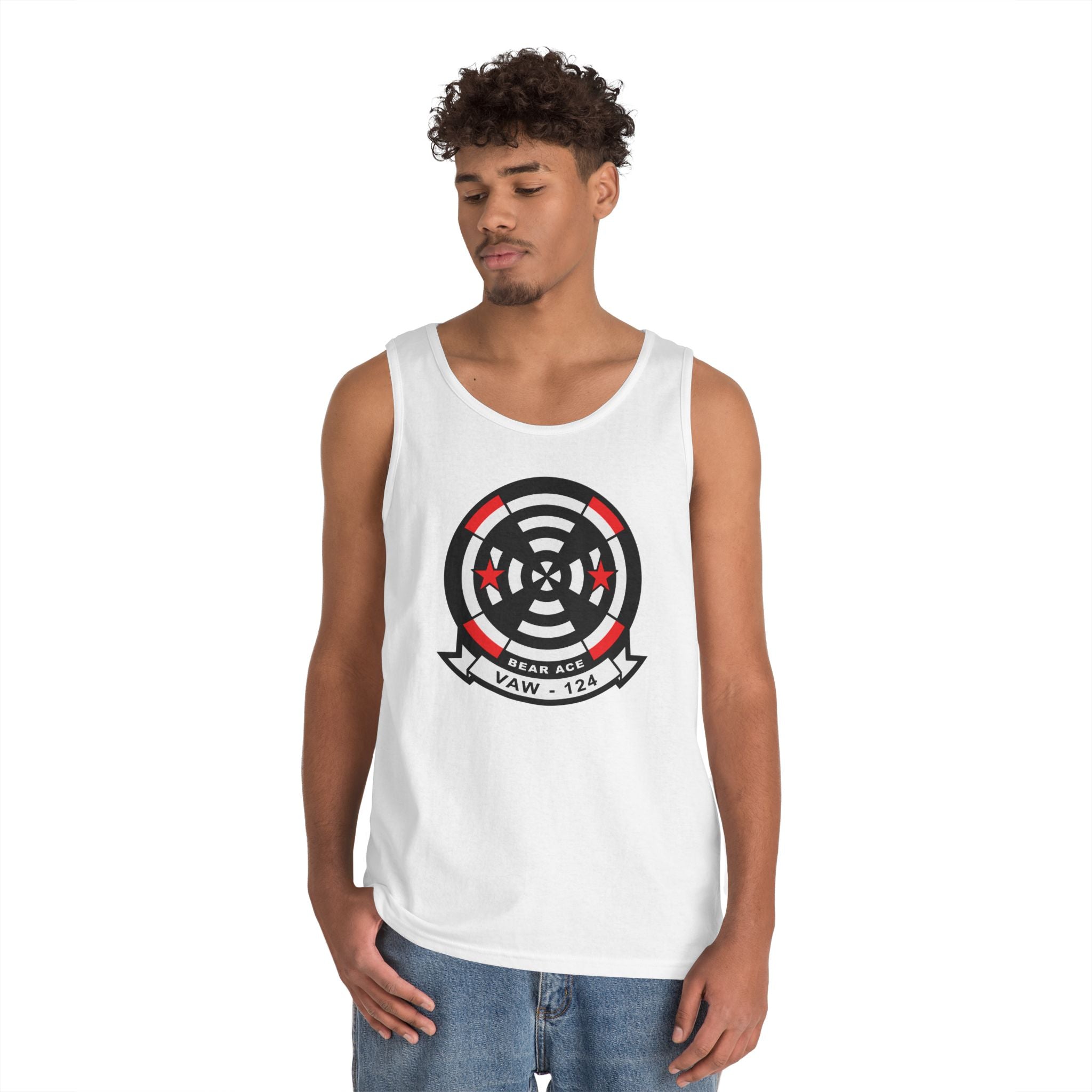 Unisex Heavy Cotton Tank Top - Navy - Airborne Command & Control Squadron 124 (VAW-124) wo txt