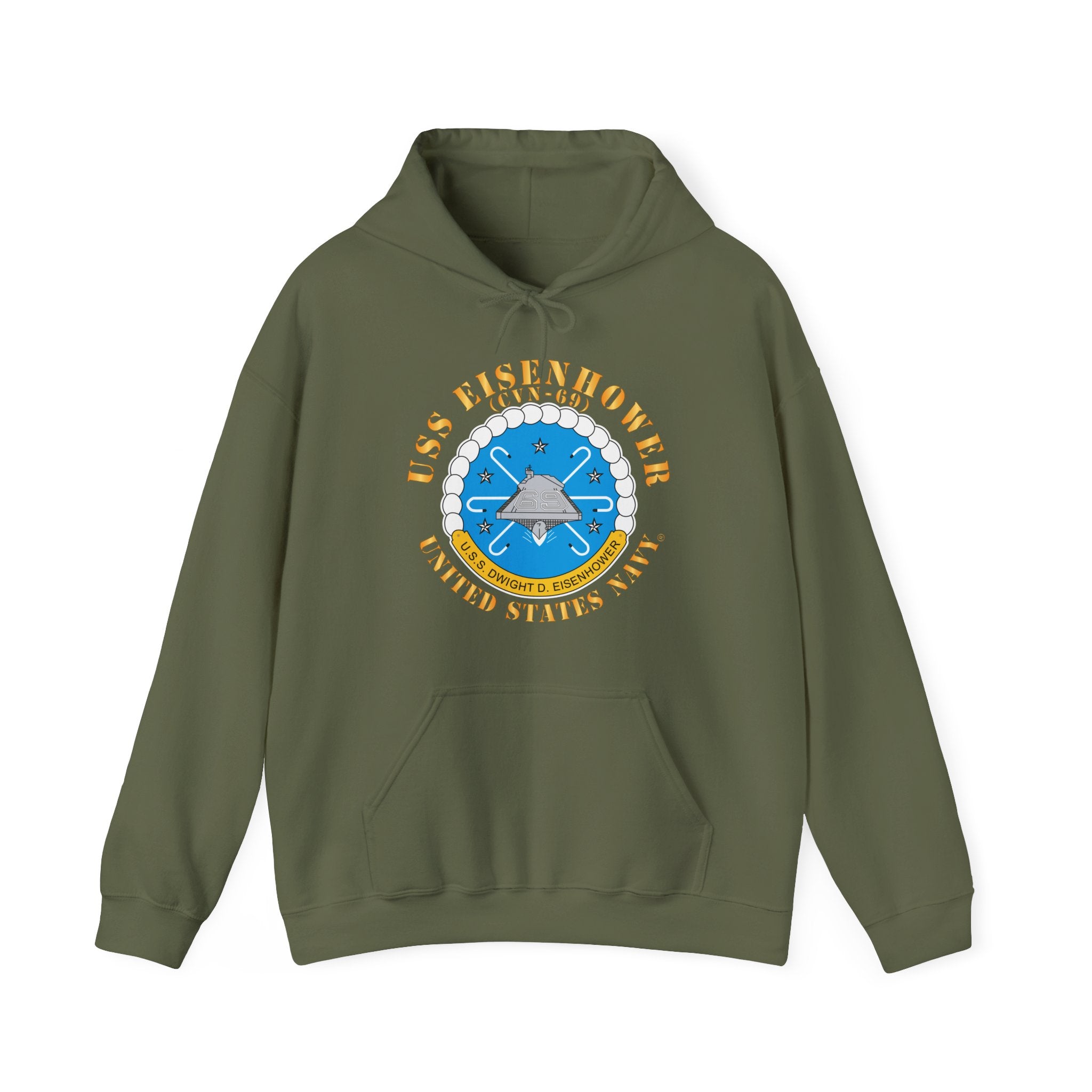 Unisex Heavy Blend™ Hoodies - USS Dwight D. Eisenhower (CVN-69) Crest with Txt