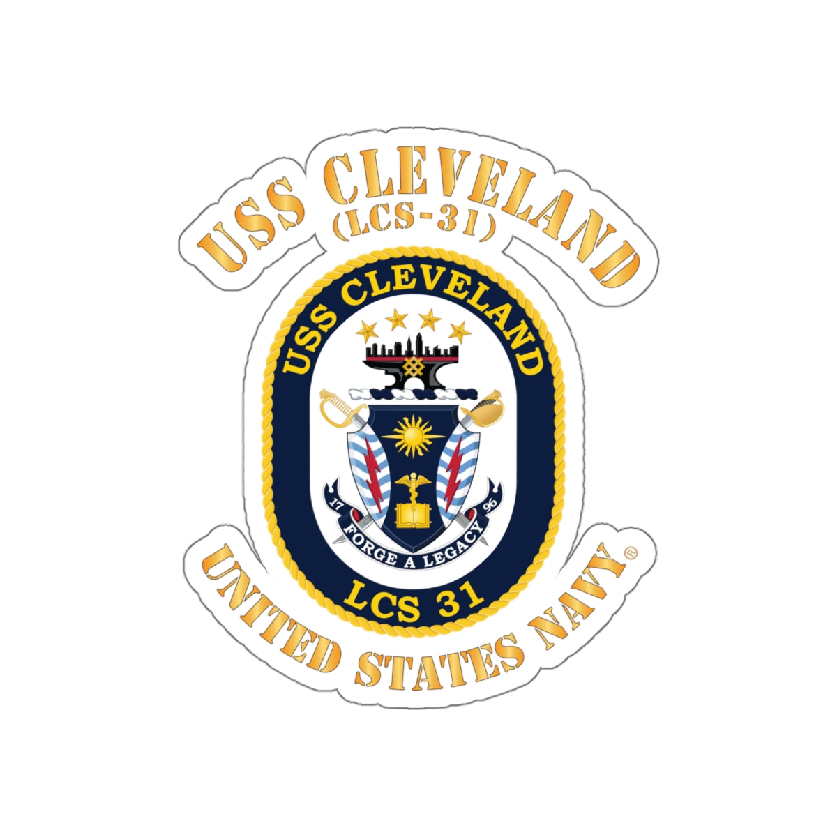 Die-Cut Vinyl Sticker - Navy - USS Cleveland (LCS-31)