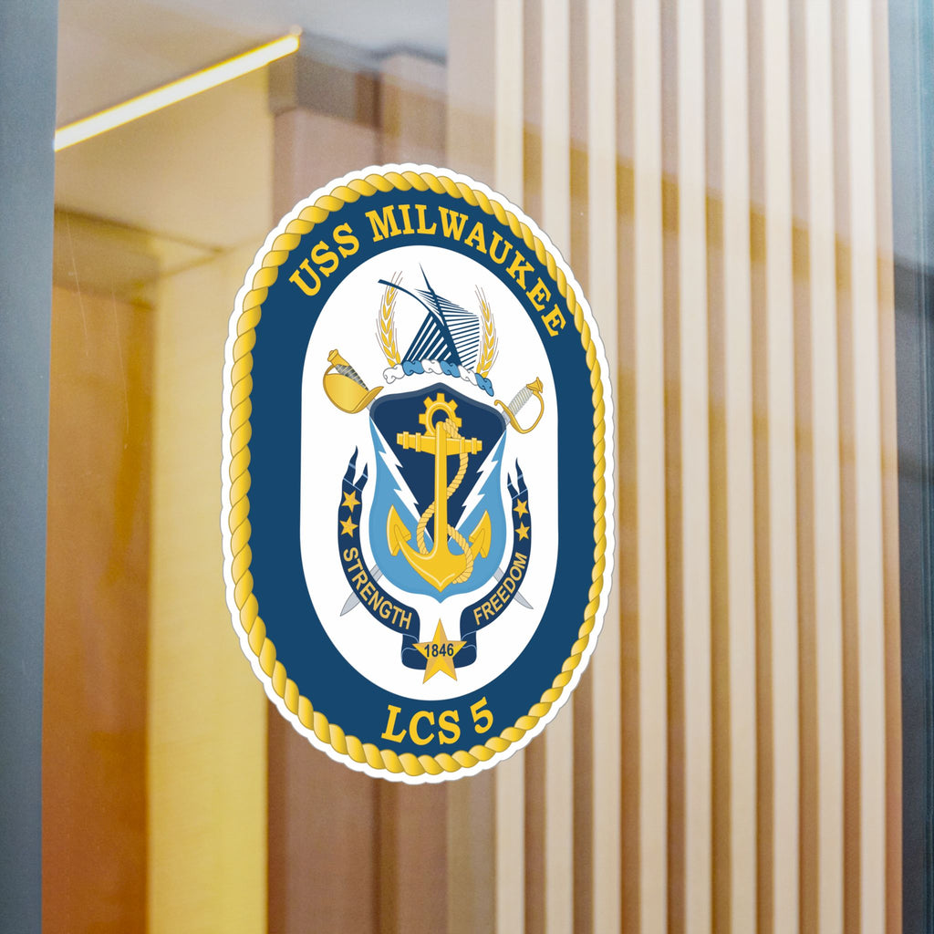 Kiss-Cut Vinyl Decal - Navy - USS Milwaukee (LCS-5) wo Txt X 300