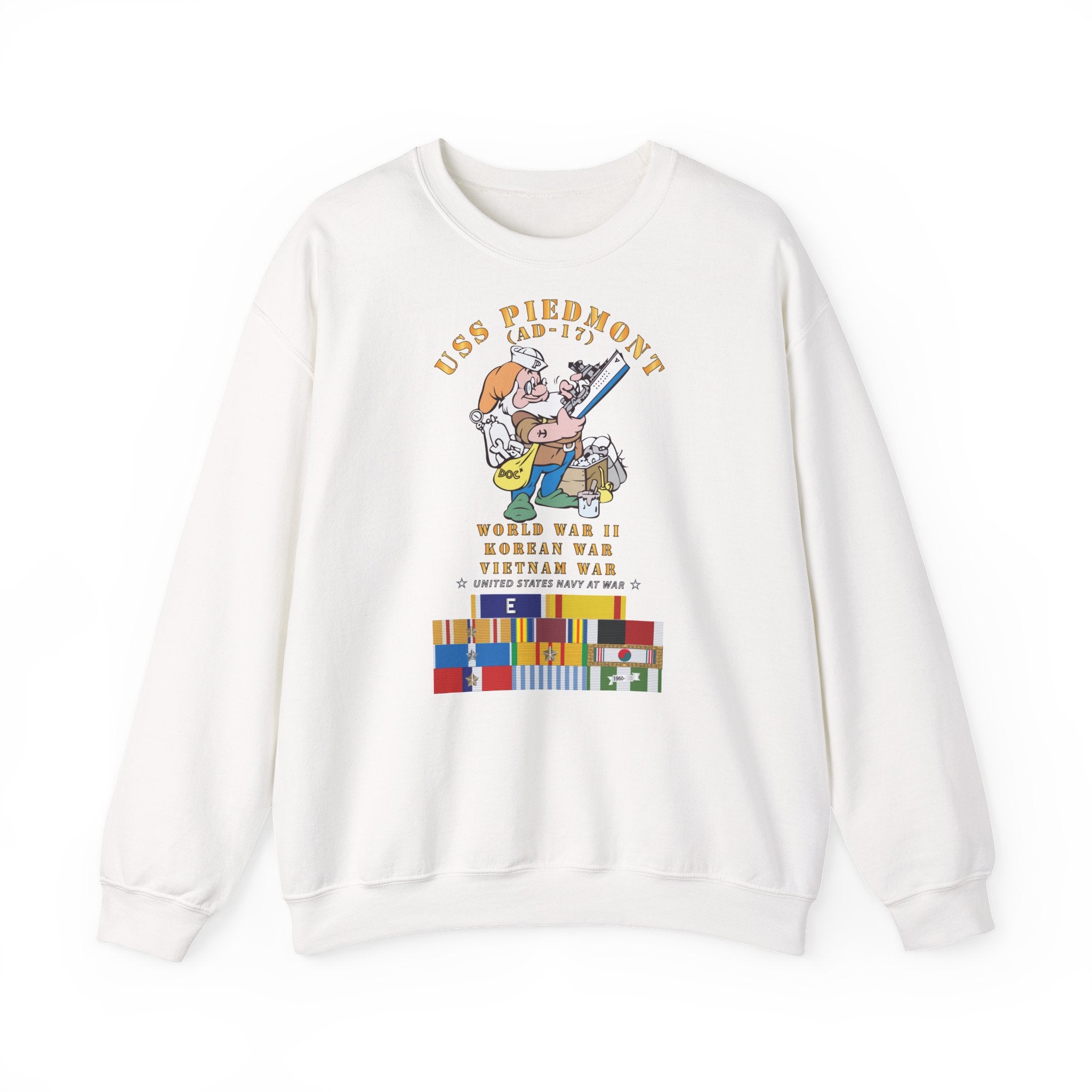 Unisex Heavy Blend™ Crewneck Sweatshirt - Navy - USS Piedmont (AD-17) w WWII - KOREA - VN SVC