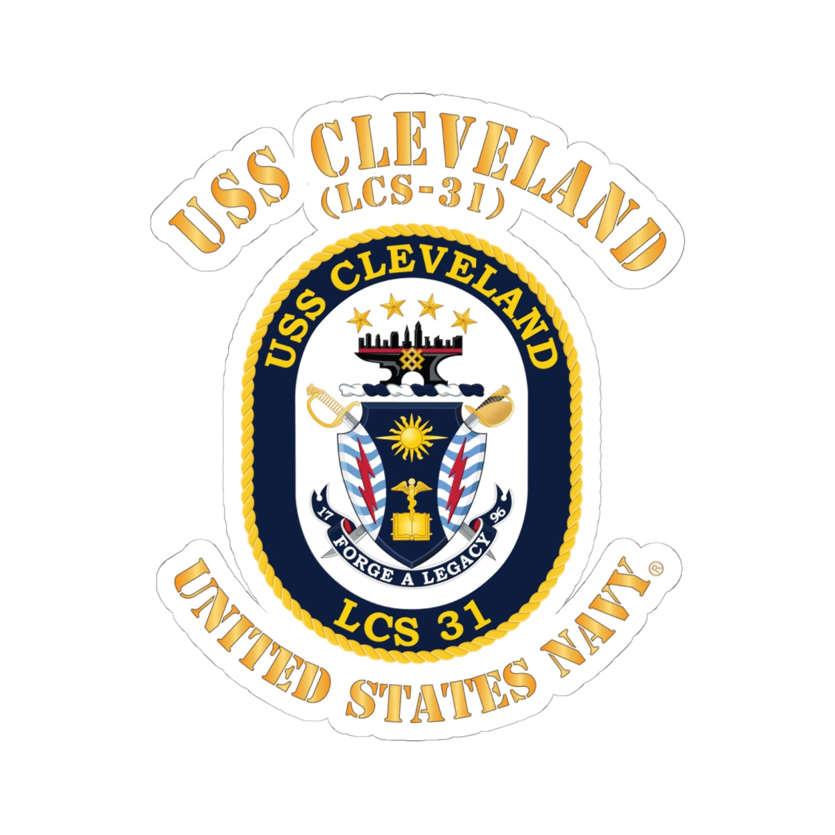 Kiss-Cut Stickers - Navy - USS Cleveland (LCS-31)