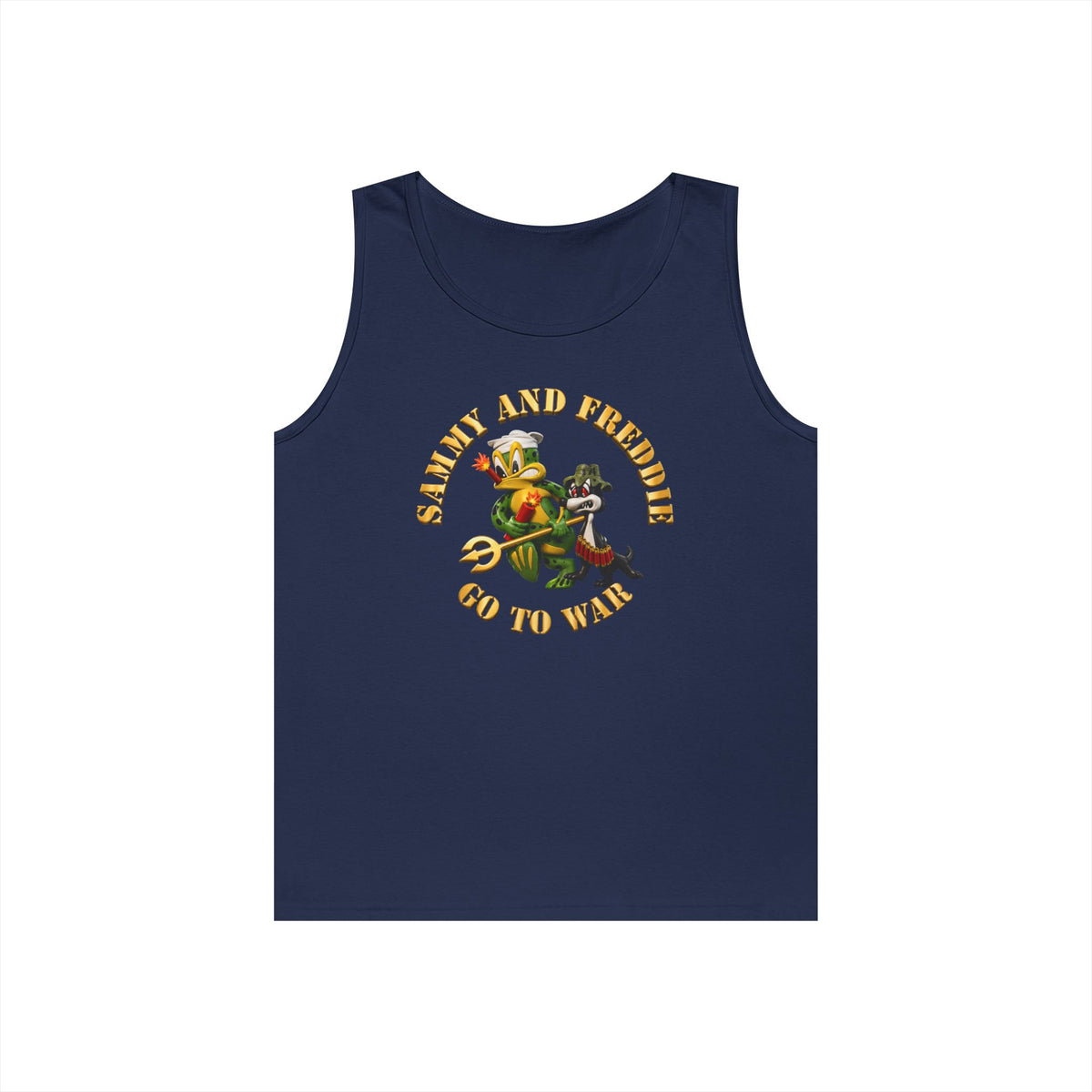 Unisex Heavy Cotton Tank Top - Navy - SOF - Sammy - Freddie - Go to War - 3D - Enhanced