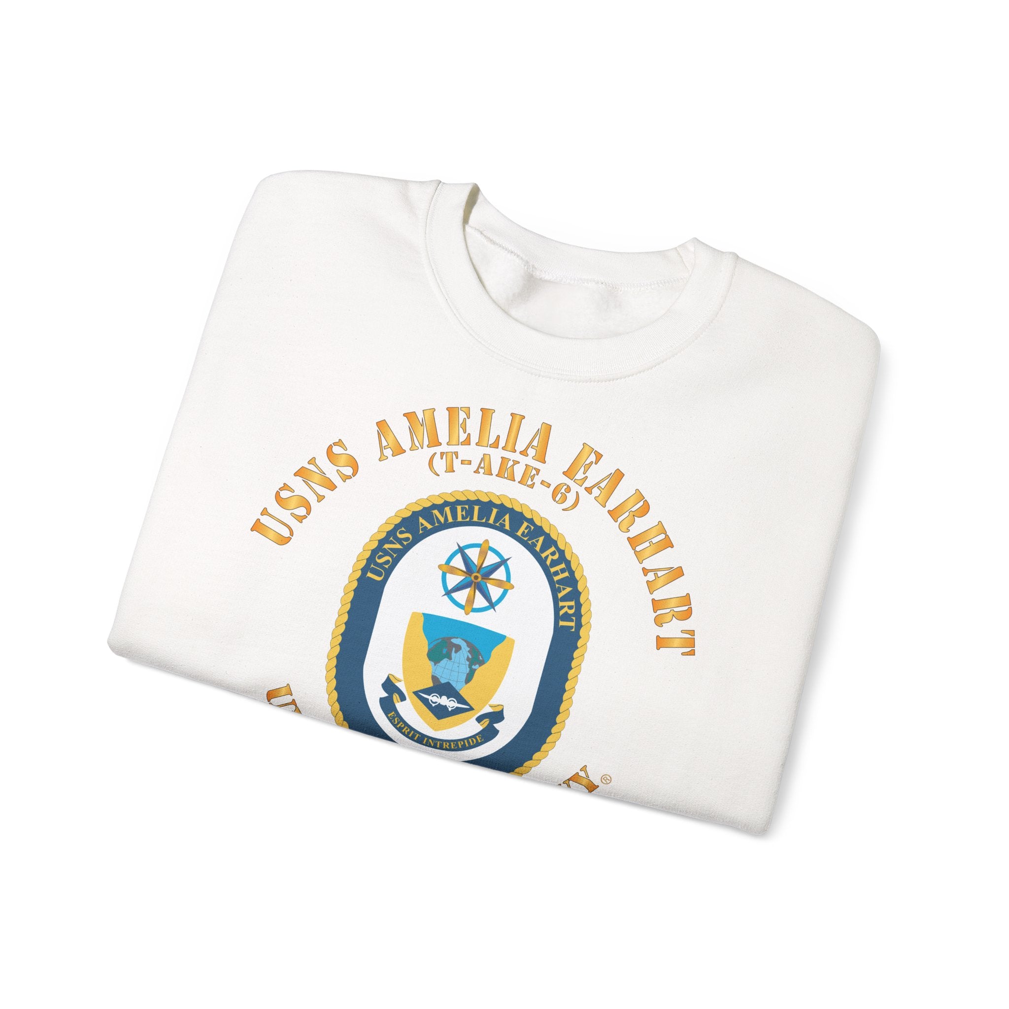 Unisex Heavy Blend™ Crewneck Sweatshirt - Navy - USNS Amelia Earhart (T-AKE 6)