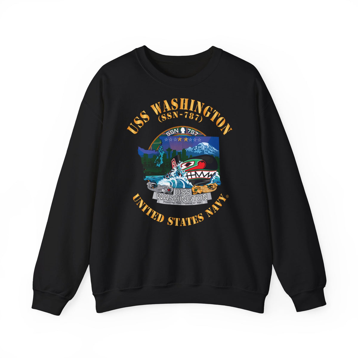 Unisex Heavy Blend™ Crewneck Sweatshirt -  Navy - USS Washington (SSN-787) X 300