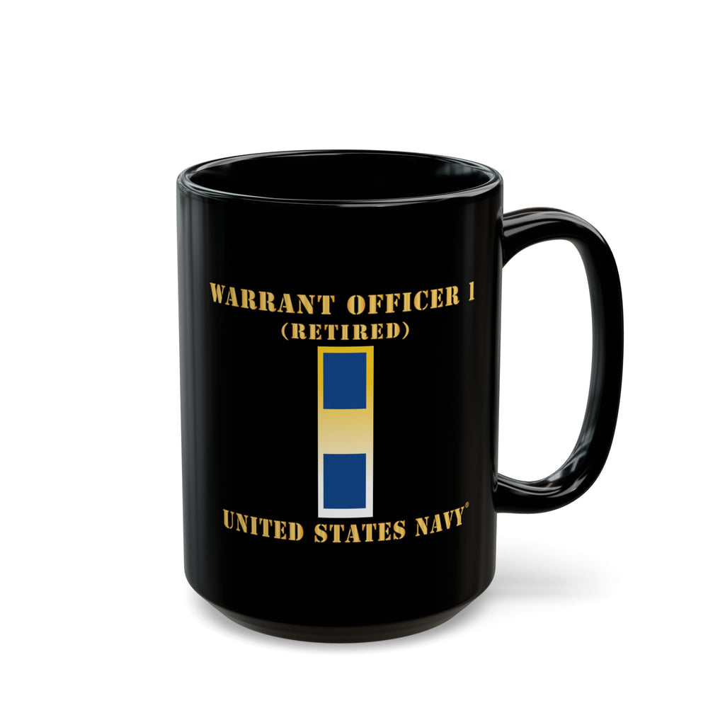 Black Mug (11oz, 15oz) - Navy - Warrant Officer 1 - Retired