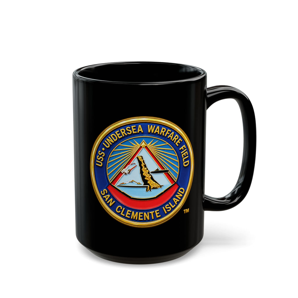 Black Mug (11oz, 15oz) - Navy - USS Undersea Warfare Field - San Clemente Island - Crest - 3D - Enhanced