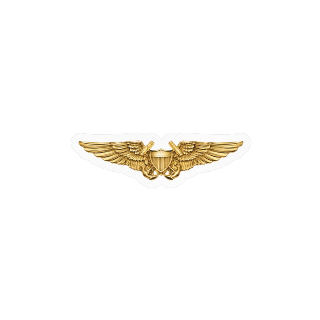 Kiss-Cut Vinyl Decal - Navy - Badge - Naval Flight Officer Wings wo txt - 3D - Enhanced