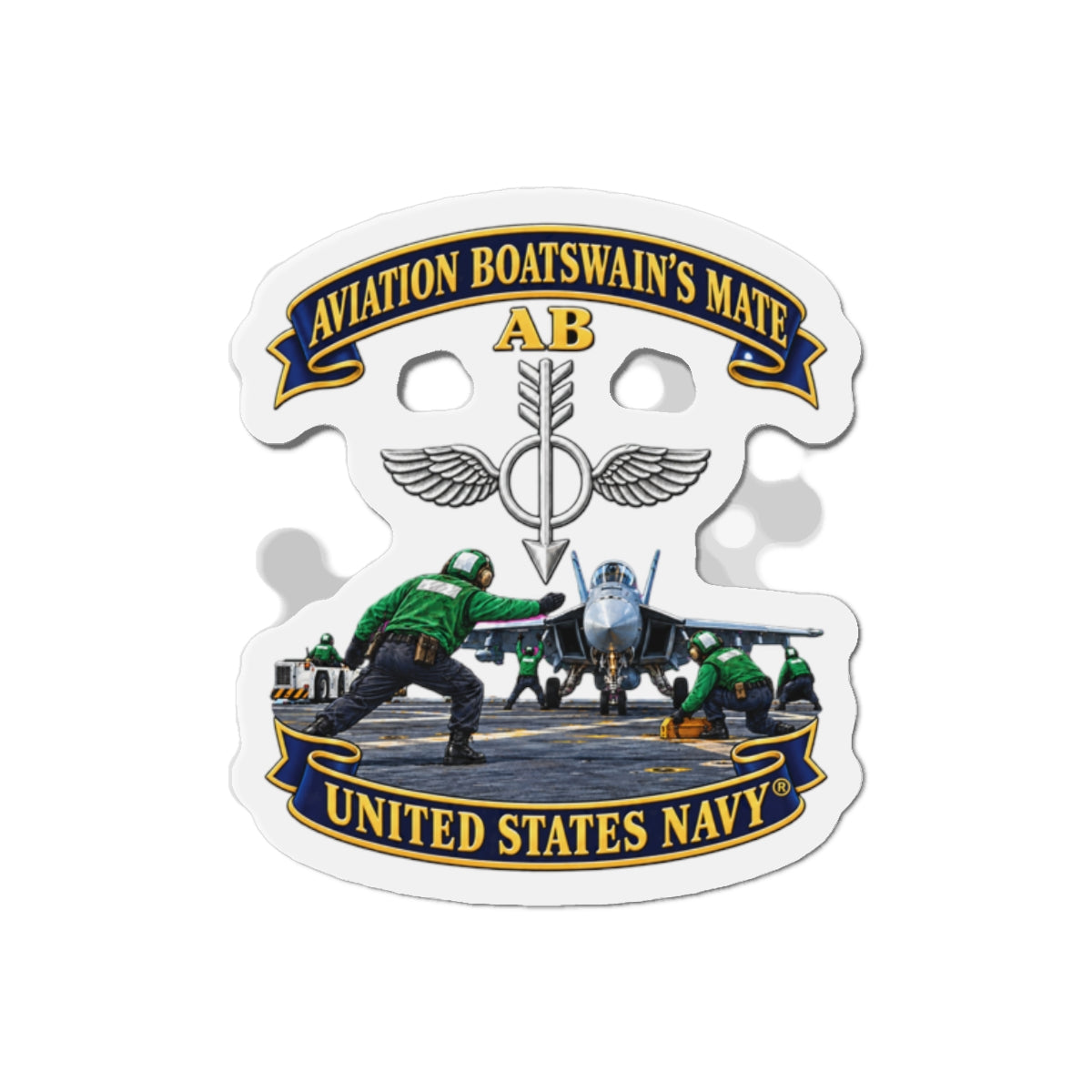 Die-Cut Magnet - Navy - Aviation Boatswains Mate Br with AC handler Scene - 3D - Enhanced