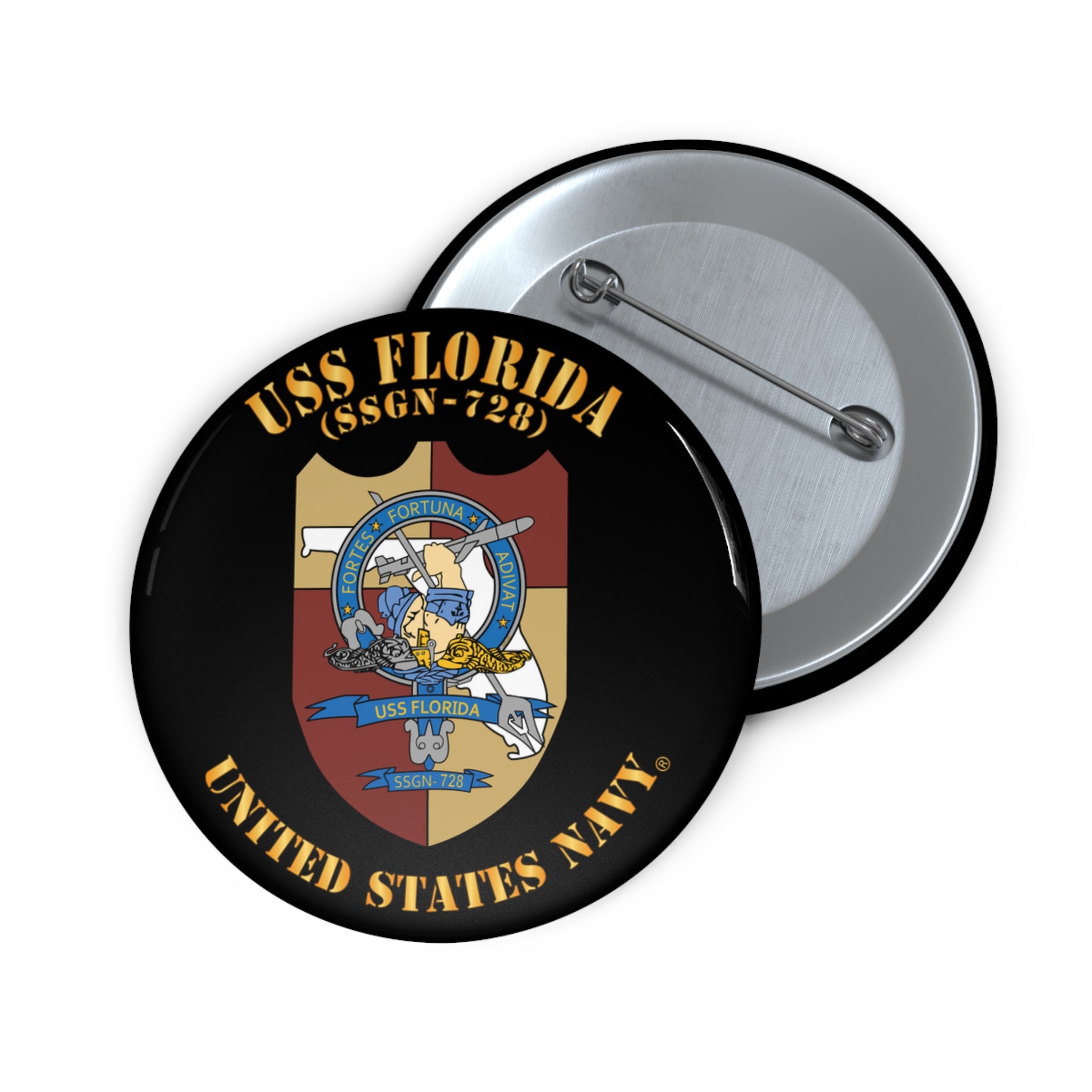 Custom Pin Button - Navy - USS Florida (SSGN-728)
