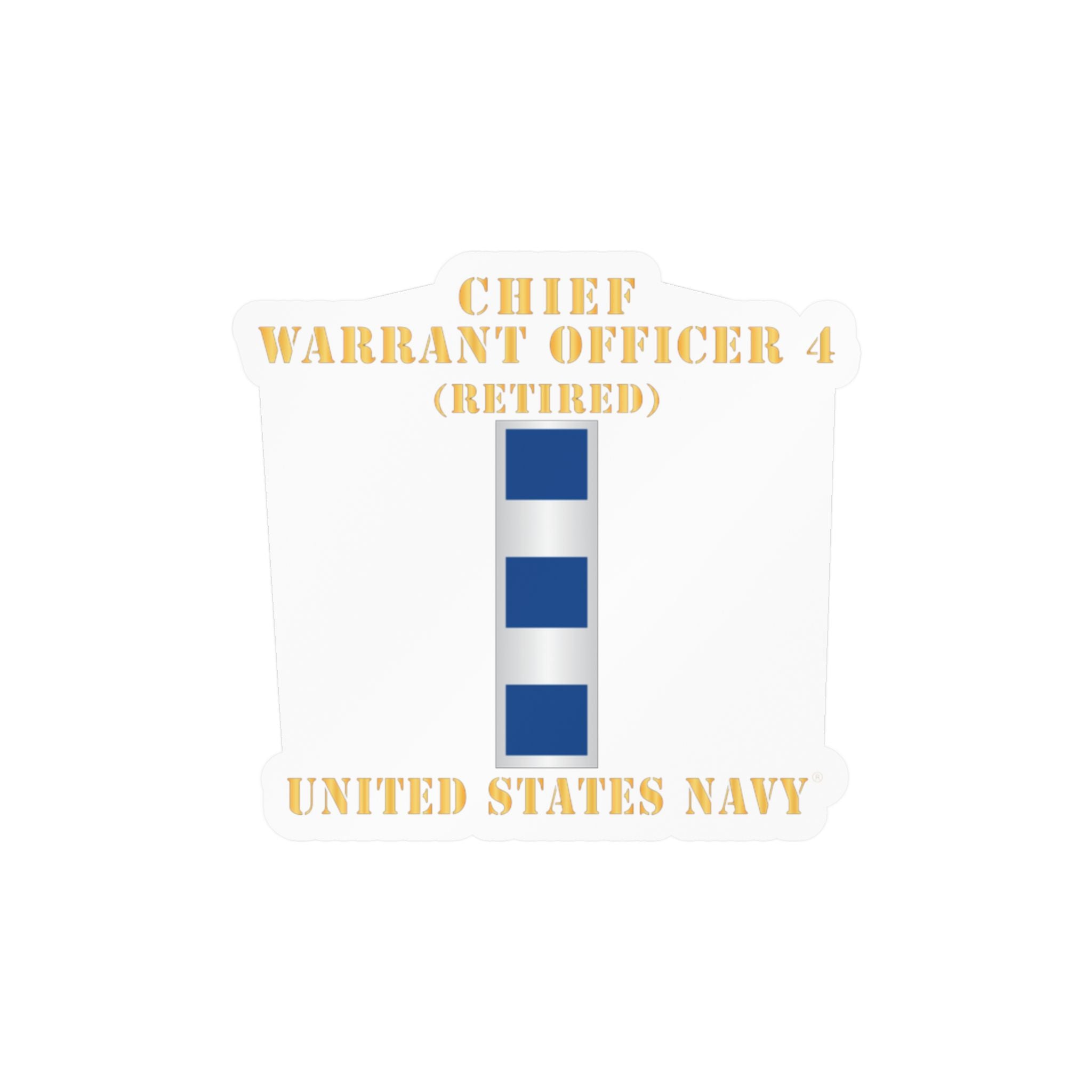 Kiss-Cut Vinyl Decal - Navy - Chief Warrant Officer 4 - CW04 - Retired