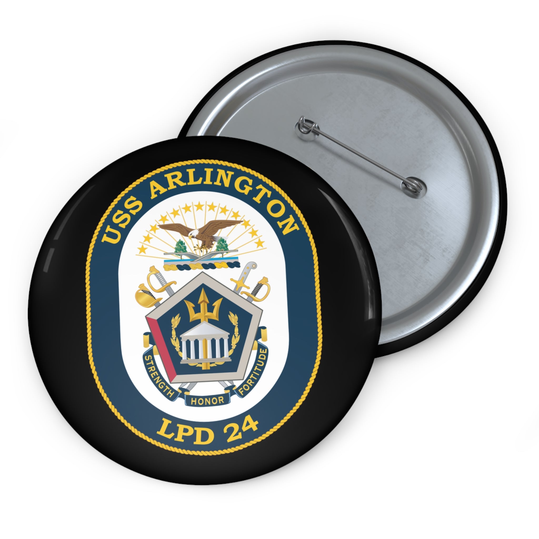 Custom Pin Button - Navy - USS Arlington (LPD-24) wo txt