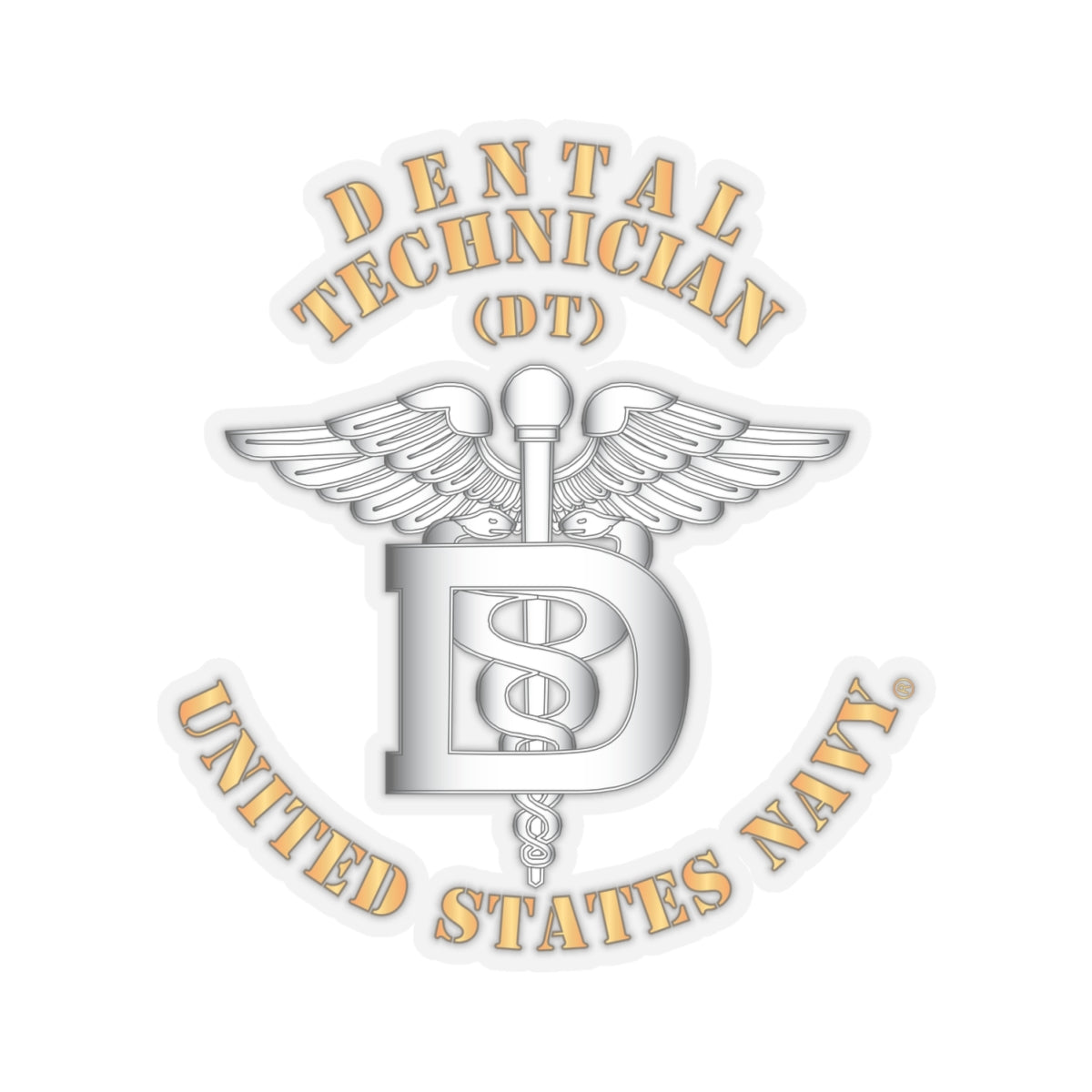 Kiss-Cut Stickers - Navy - Rate - Dental Technician (DT)
