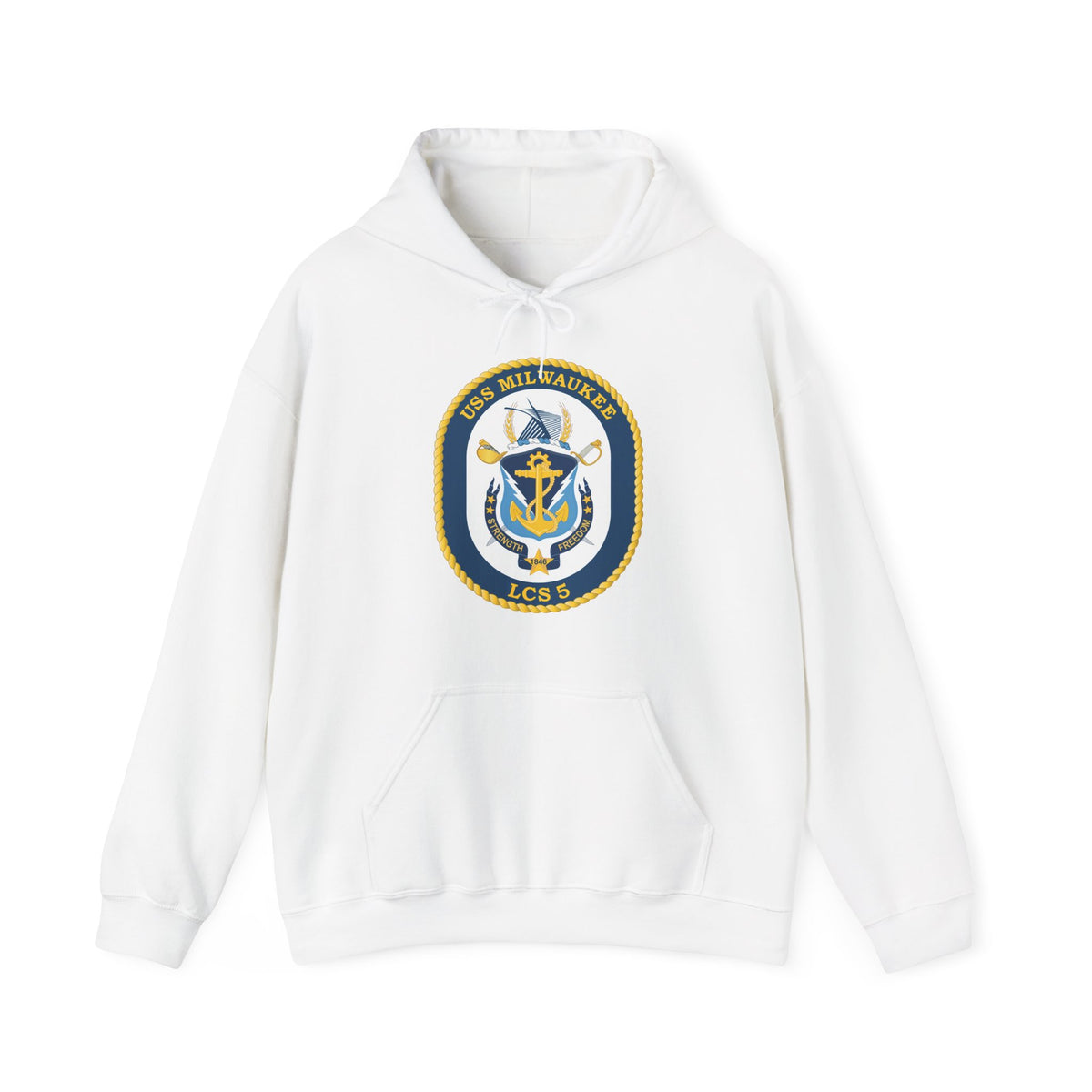 Unisex Heavy Blend™ Hoodies - Navy - USS Milwaukee (LCS-5) wo Txt X 300
