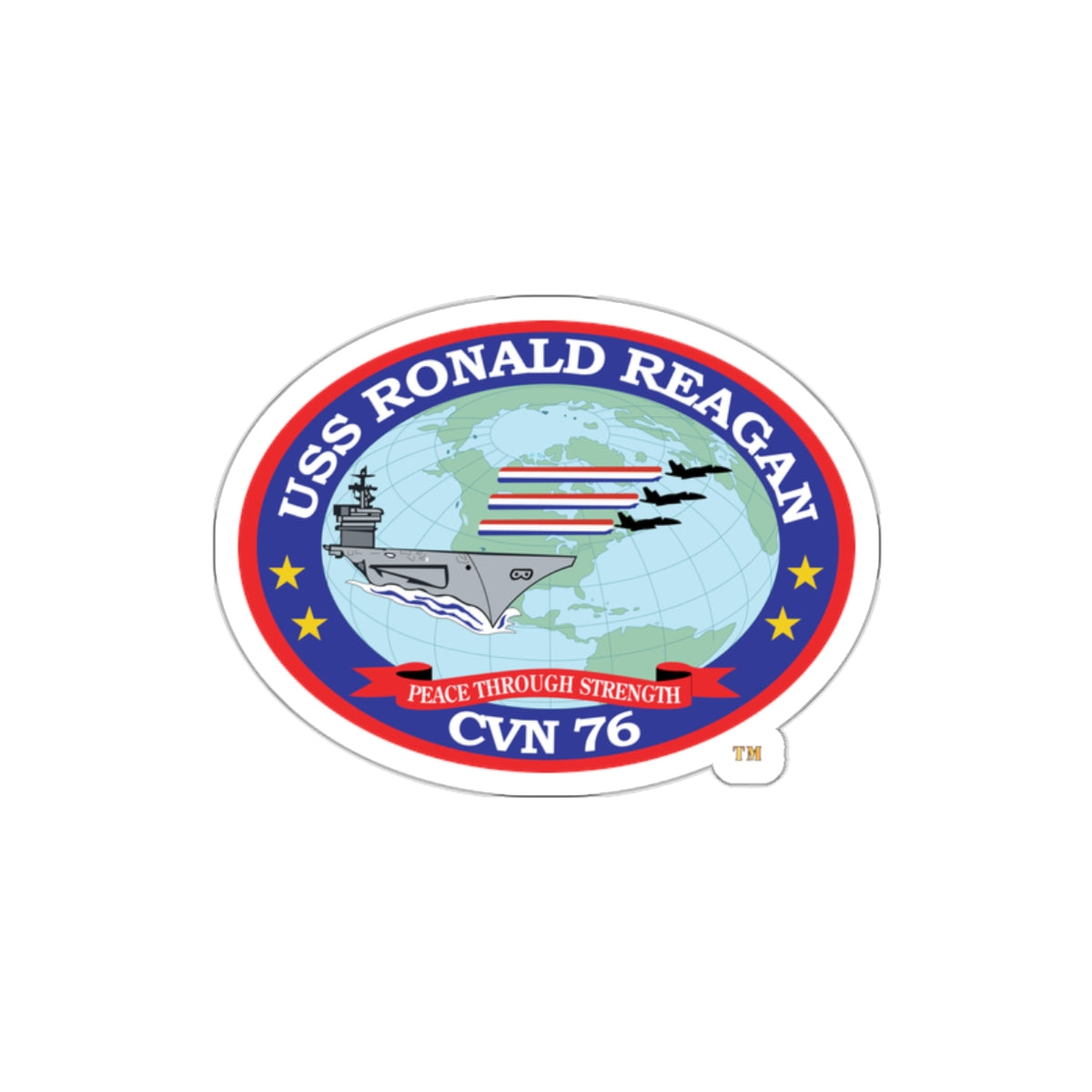Die-Cut Vinyl Sticker - Navy - USS Ronald Reagan (CVN-76) wo txt X 300