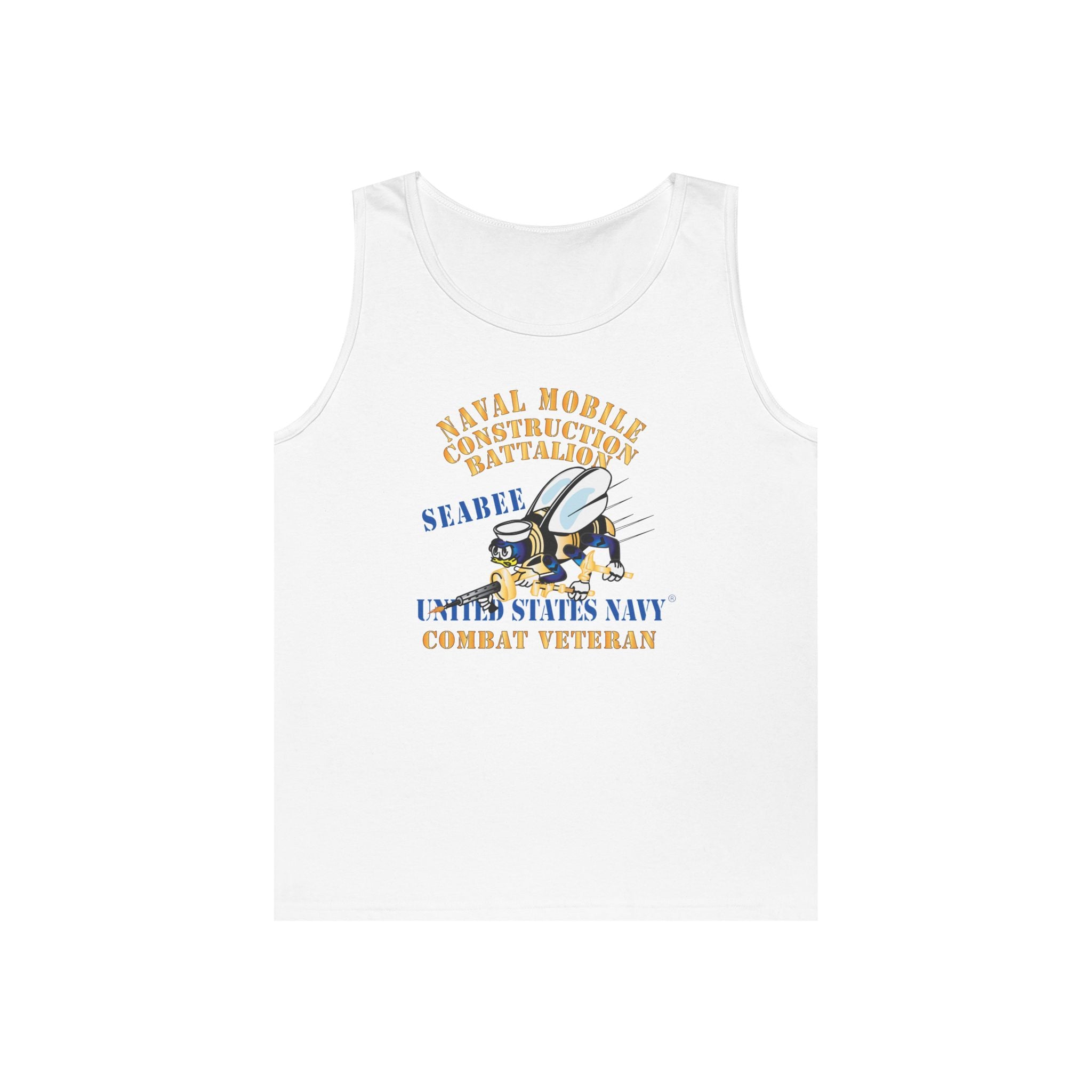 Unisex Heavy Cotton Tank Top - Navy - Seabee - Combat Veteran