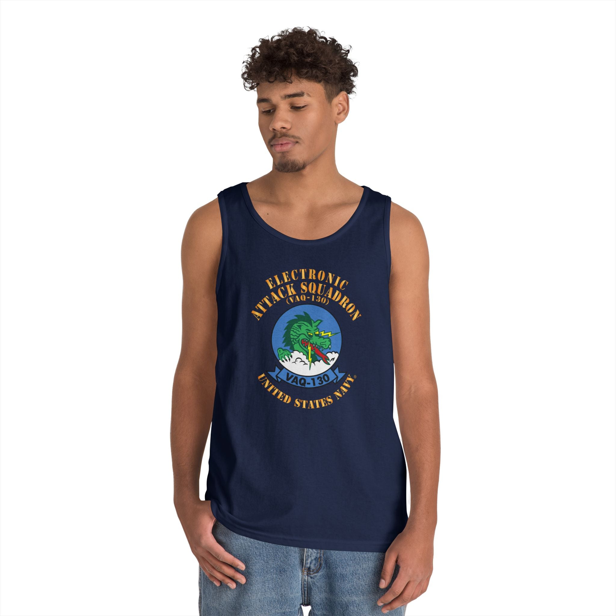 Unisex Heavy Cotton Tank Top - Navy - Electronic Attack Squadron 130 (VAQ-130)