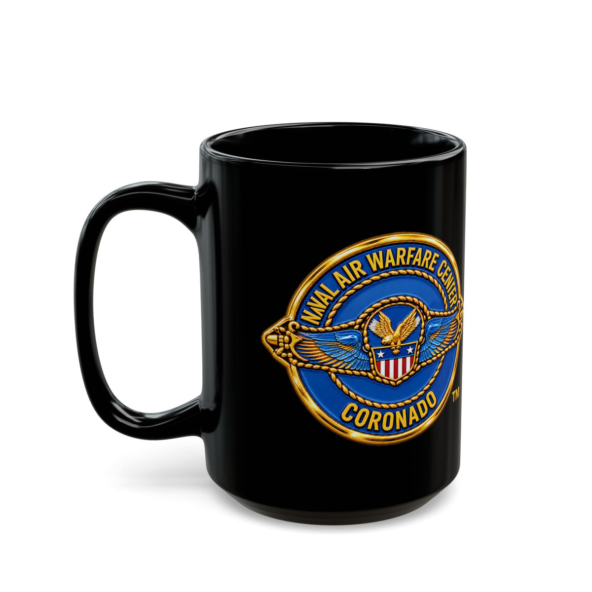 Black Mug (11oz, 15oz) - Navy - Naval Air Warfare Center - Coronado - Crest - 3D - Enhanced