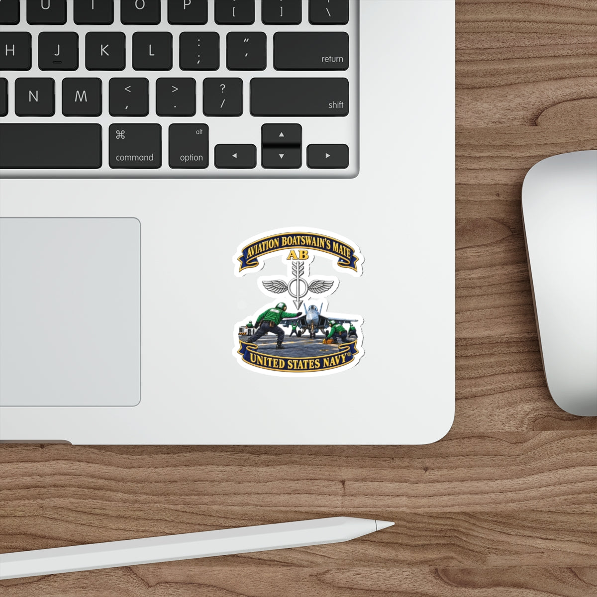 Die-Cut Vinyl Sticker - Navy - Aviation Boatswains Mate Br with AC handler Scene - 3D - Enhanced