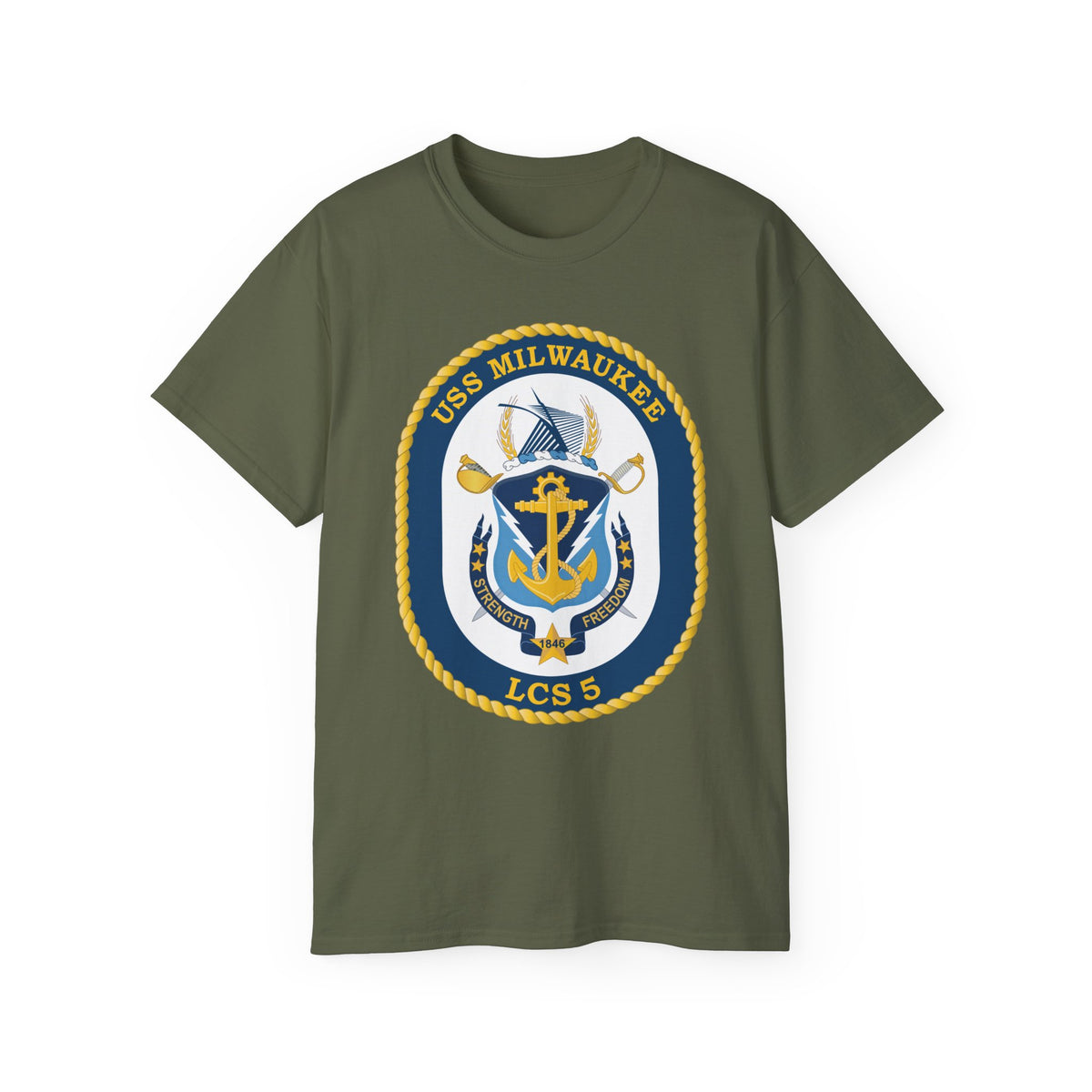 Unisex Ultra Cotton T-Shirt - Navy - USS Milwaukee (LCS-5) wo Txt X 300