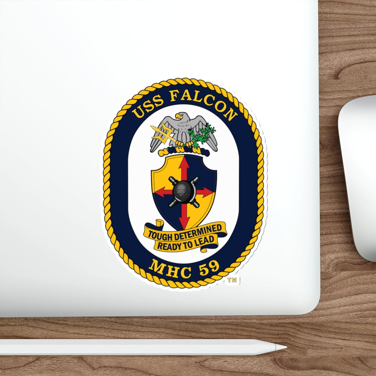 Die-Cut Vinyl Sticker - Navy - USS Falcon (MHC-59) wo txt