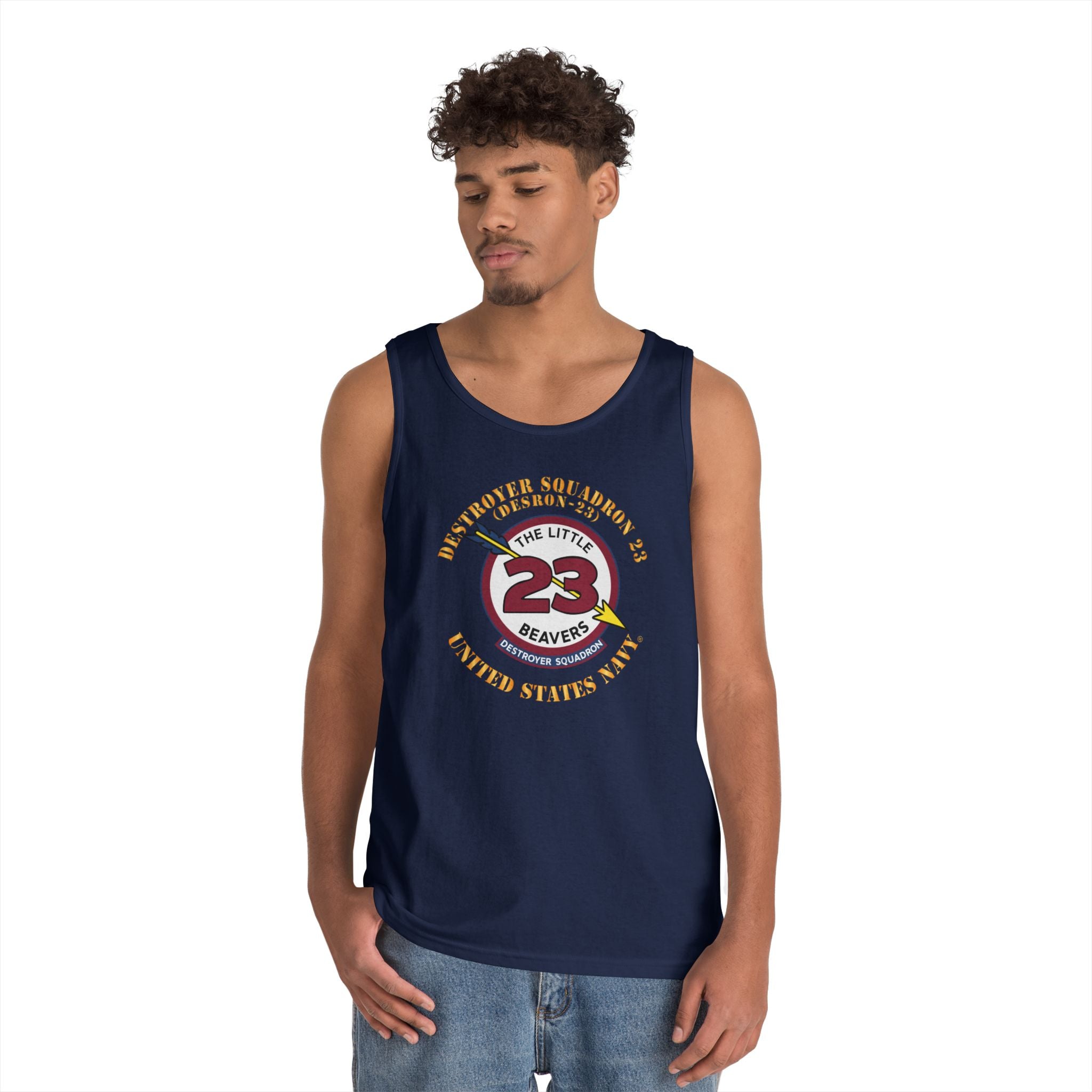 Unisex Heavy Cotton Tank Top - Navy - Destroyer Squadron 23 (DESRON-23)