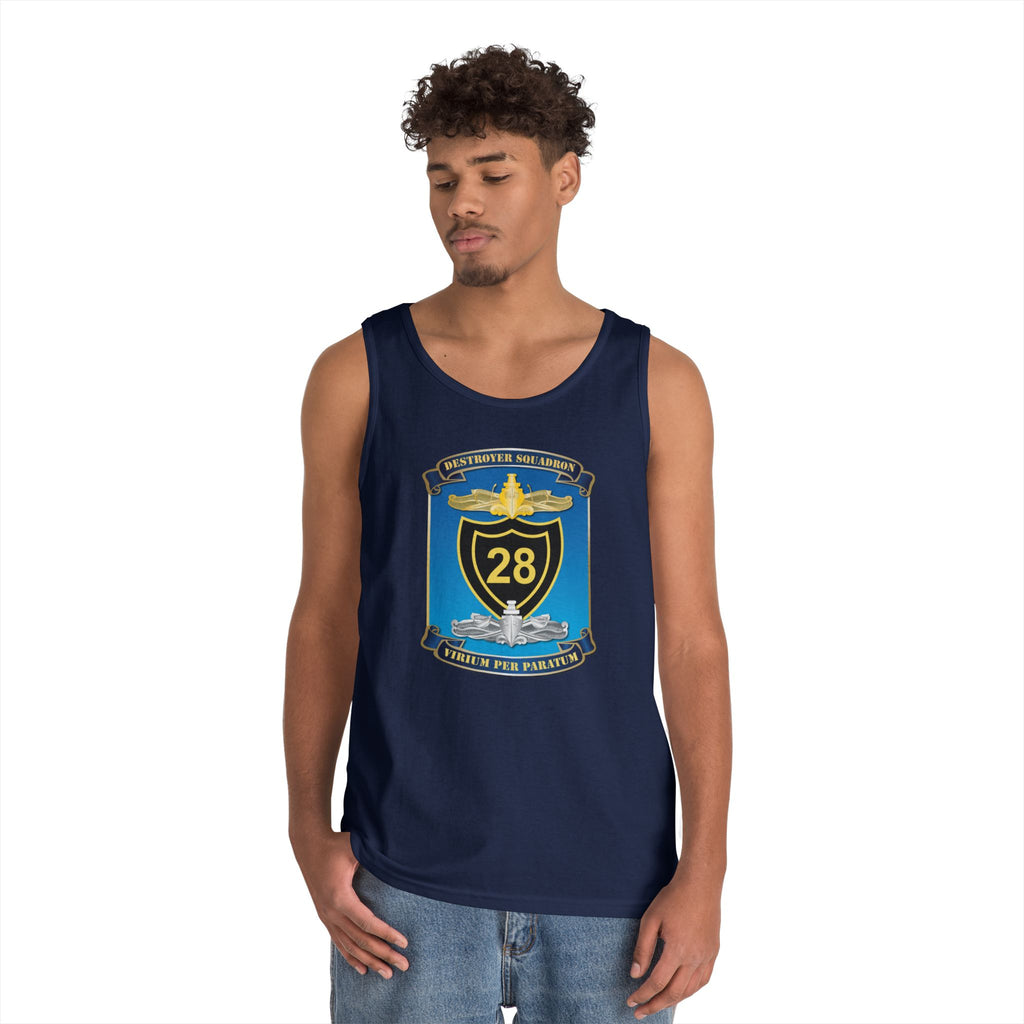 Unisex Heavy Cotton Tank Top - Navy - Destroyer Squadron 28 (DESRON-28) wo Txt
