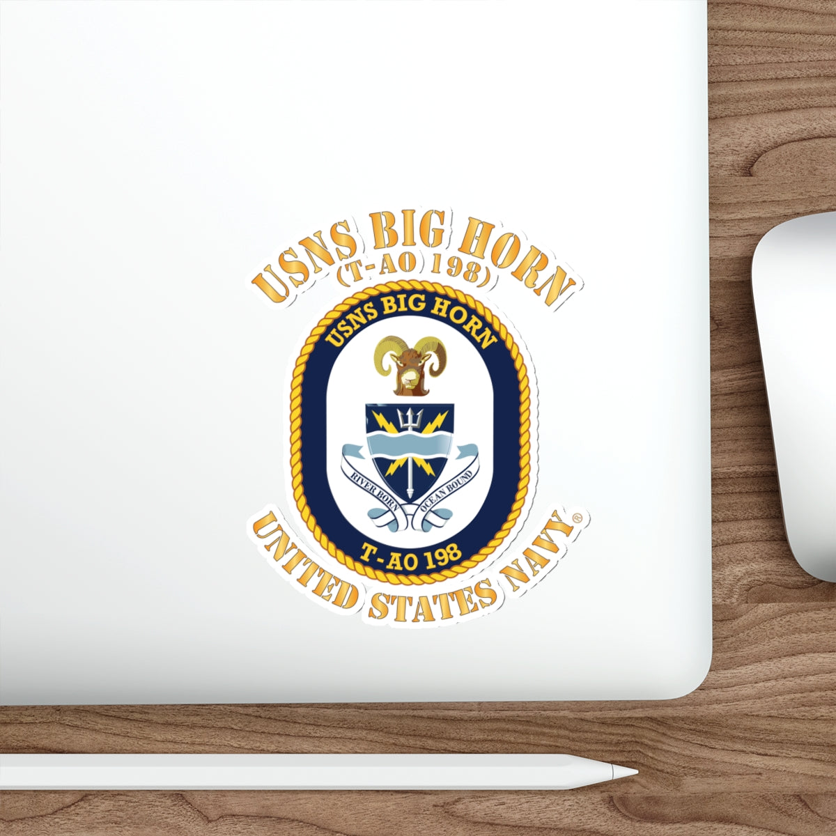 Die-Cut Vinyl Sticker - Navy - USNS Big Horn (T-AO 198)