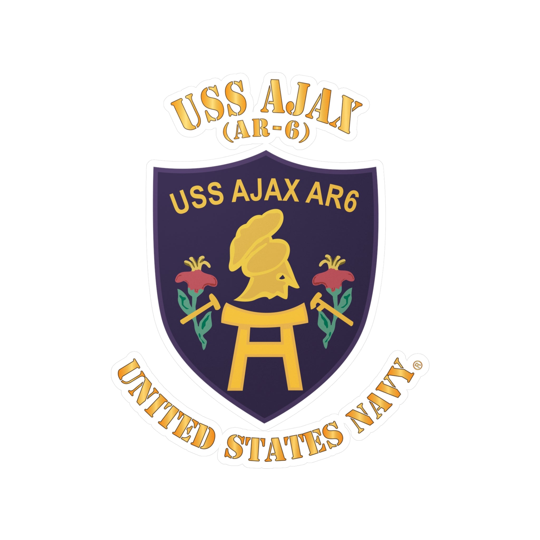 Kiss-Cut Vinyl Decal - Navy - USS Ajax (AR-6)