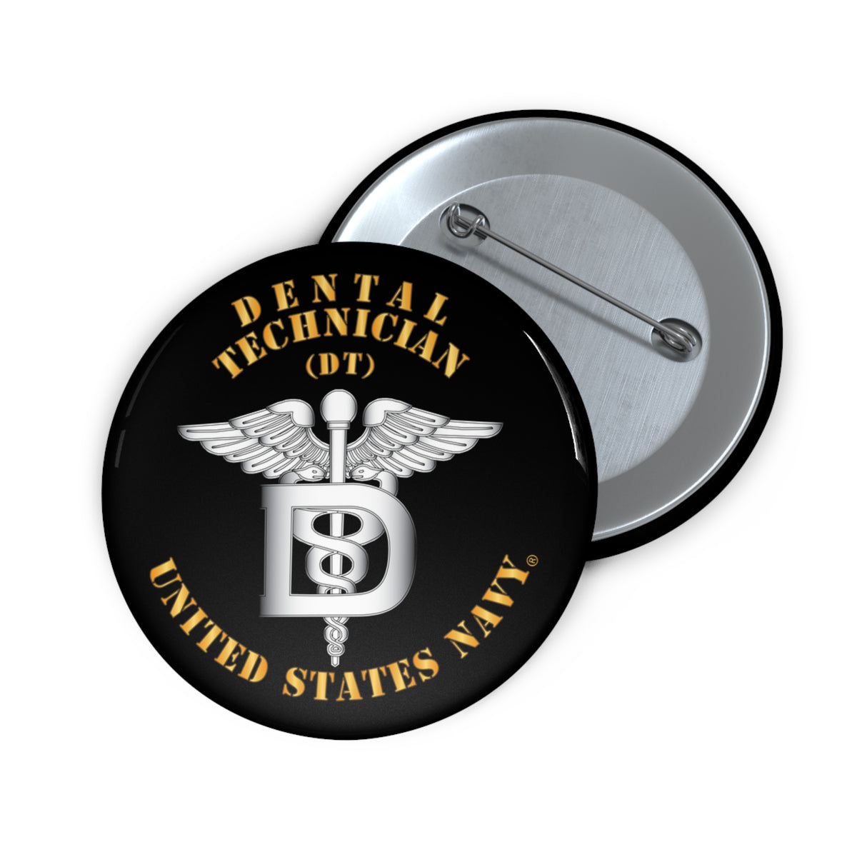 Pin Button - Navy - Rate - Dental Technician (DT)