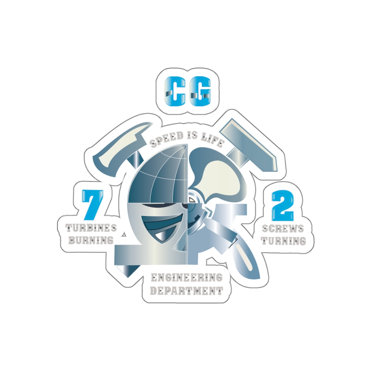Die-Cut Vinyl Sticker - Navy - CG 72 - Engineering Department