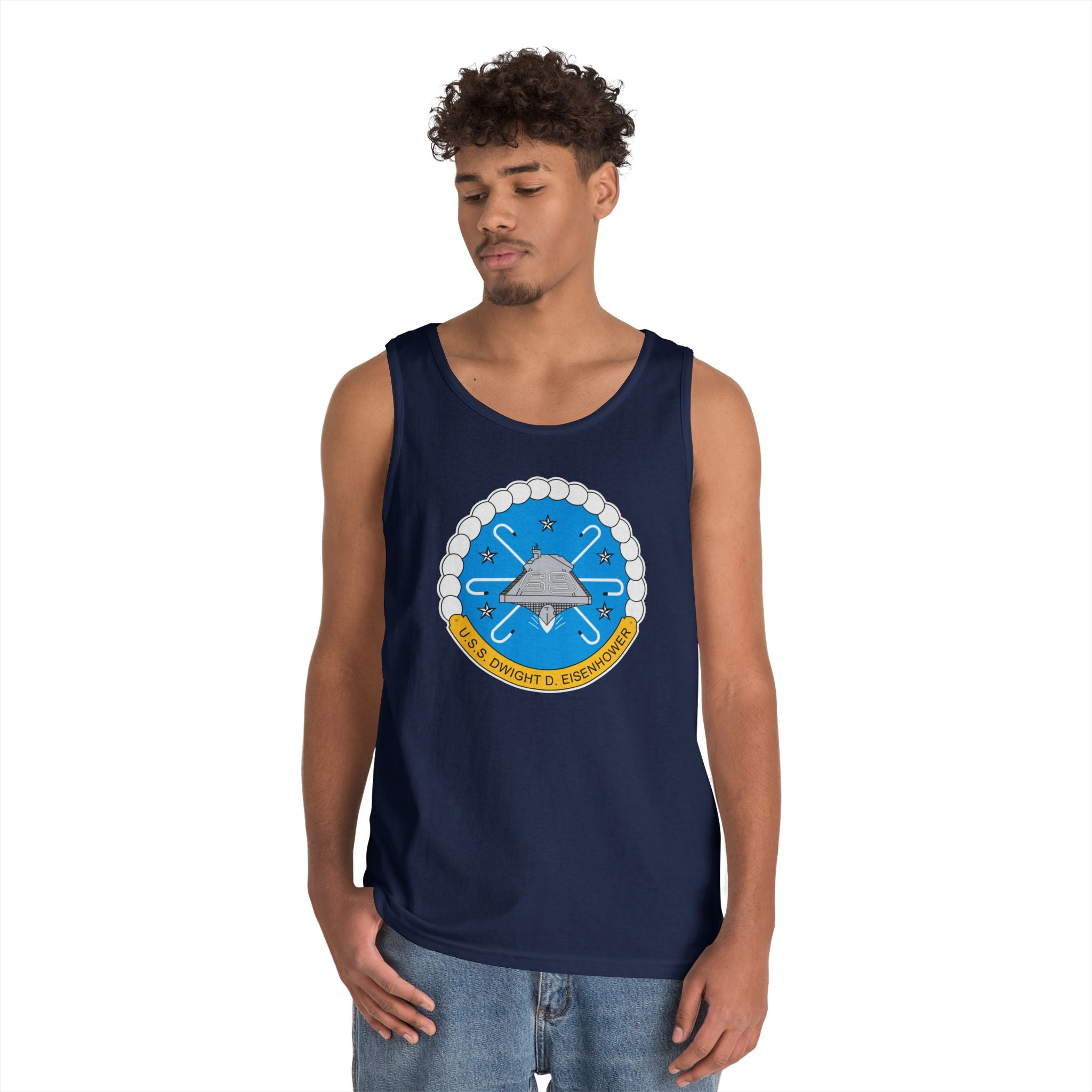 Unisex Heavy Cotton Tank Top - USS Dwight D. Eisenhower (CVN-69) Crest wo Txt