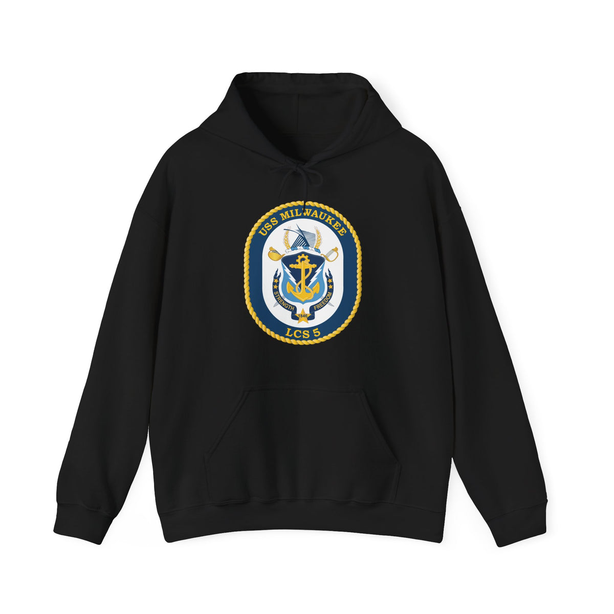 Unisex Heavy Blend™ Hoodies - Navy - USS Milwaukee (LCS-5) wo Txt X 300