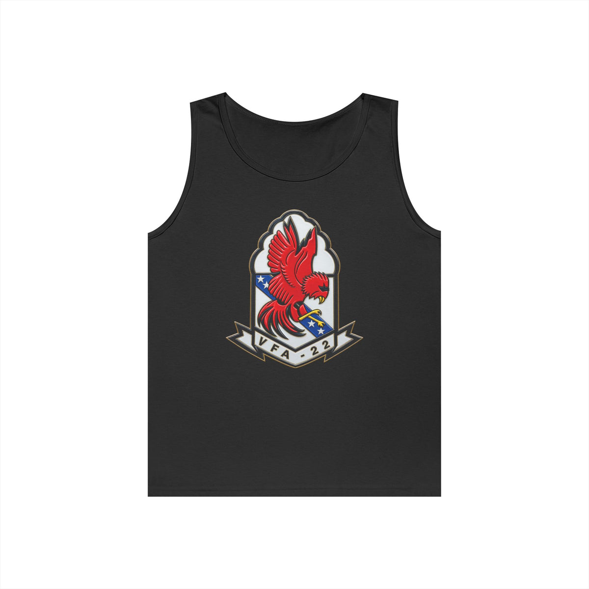 Unisex Heavy Cotton Tank Top - Strike Fighter Squadron 22nd - SSI without Txt - Fighting Redcocks - 3D - Enhanced