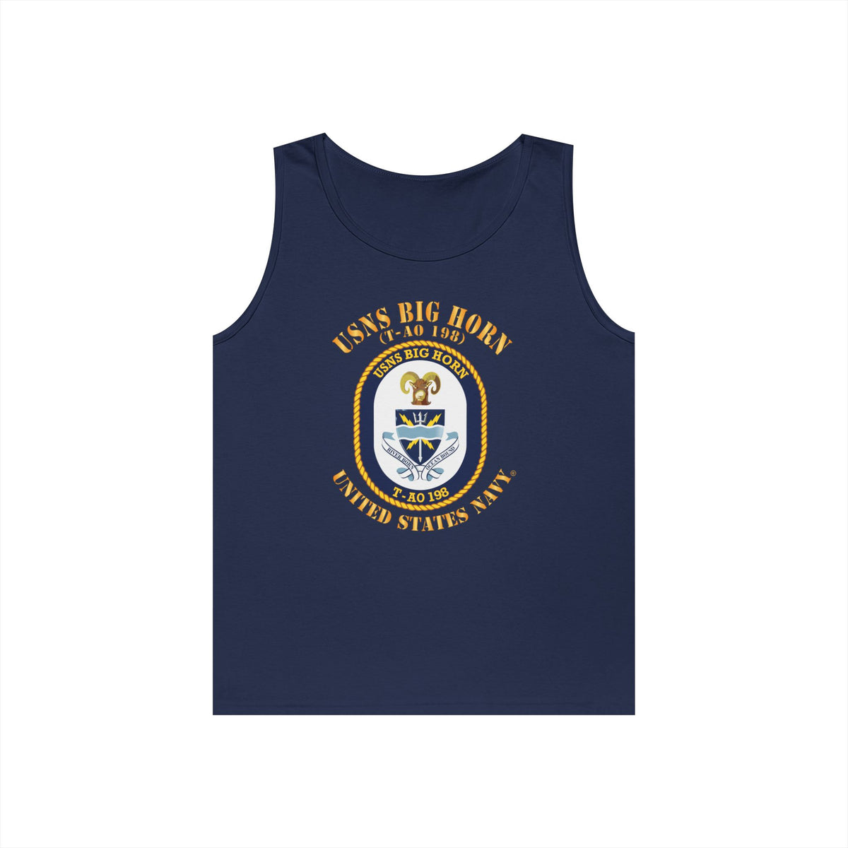 Unisex Heavy Cotton Tank Top - Navy - USNS Big Horn (T-AO 198)