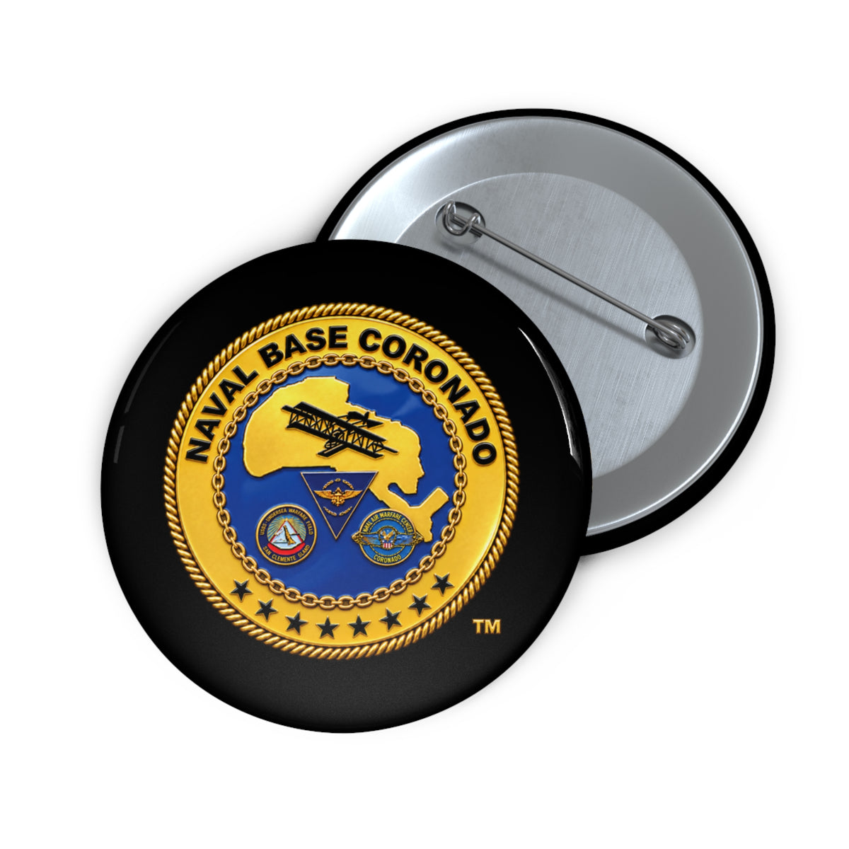 Pin Button - Navy - Naval Base Coronado - Crest - 3D - Enhanced