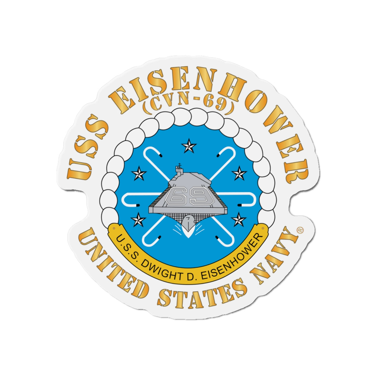Die-Cut Magnet - USS Dwight D. Eisenhower (CVN-69) Crest with Txt
