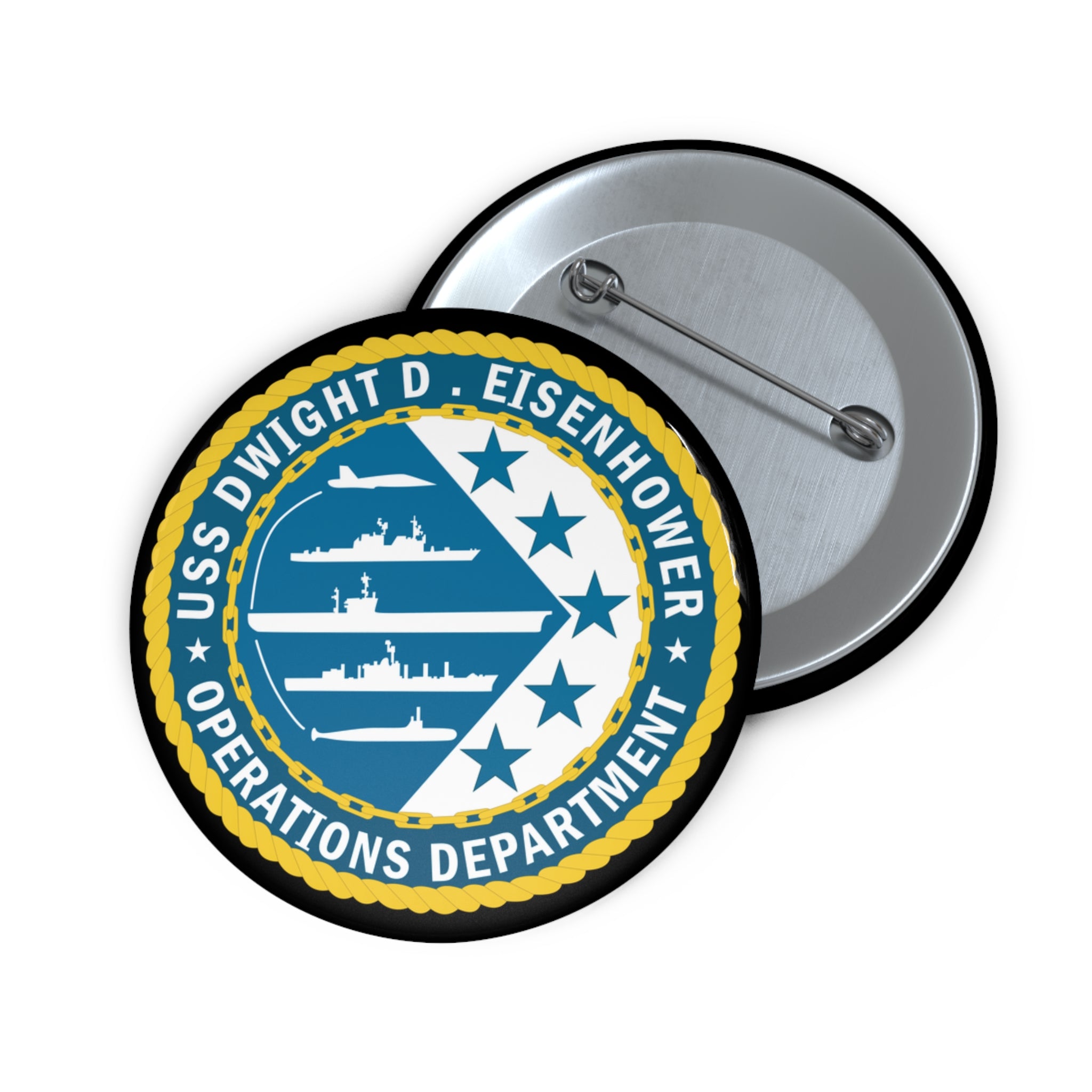 Custom Pin Button - Navy - USS Dwight D. Eisenhower (CVN-69) - Operations Department wo txt