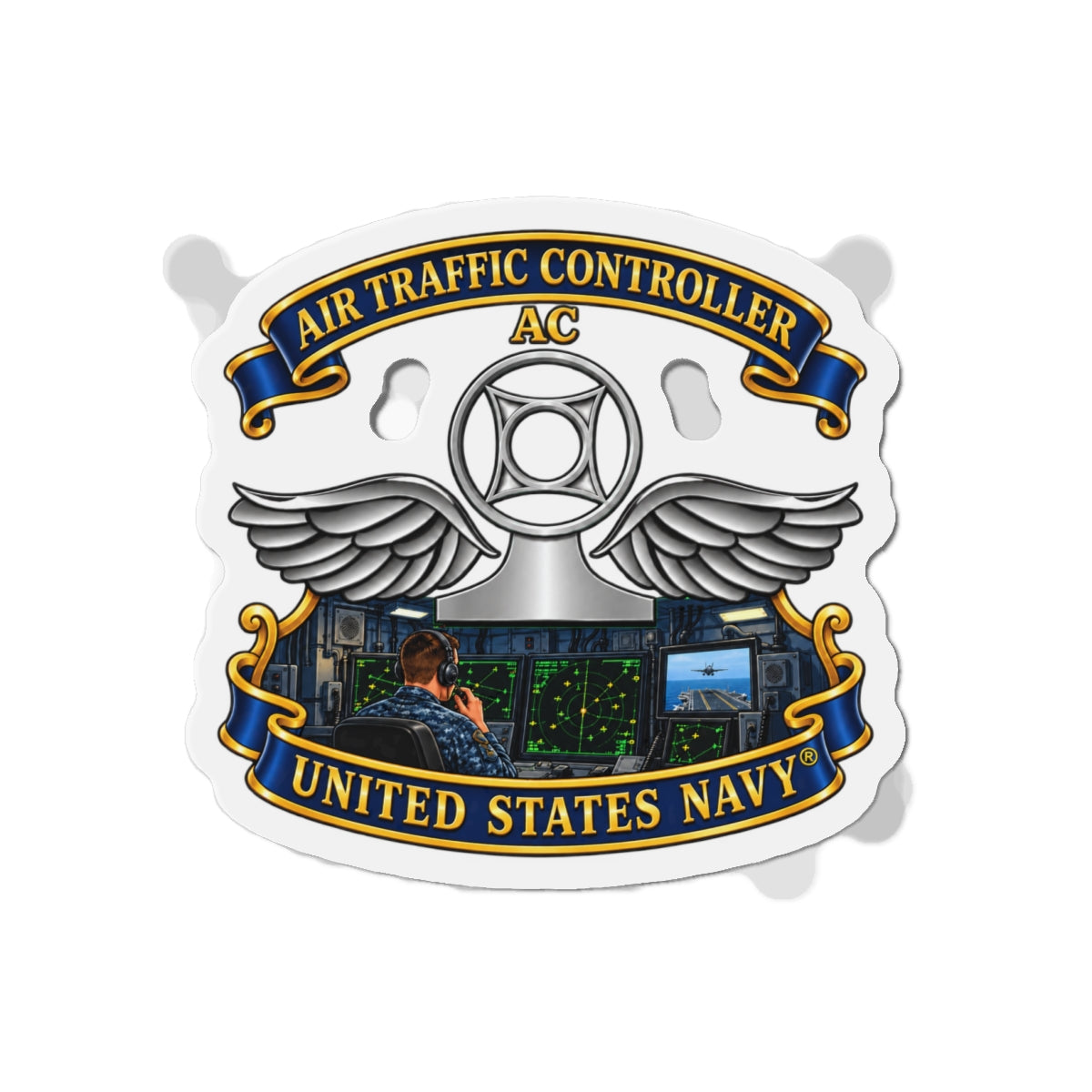 Die-Cut Magnet - Navy - Rate - Air Traffic Controller (AC) - Shipboard Version  3D - Enhanced
