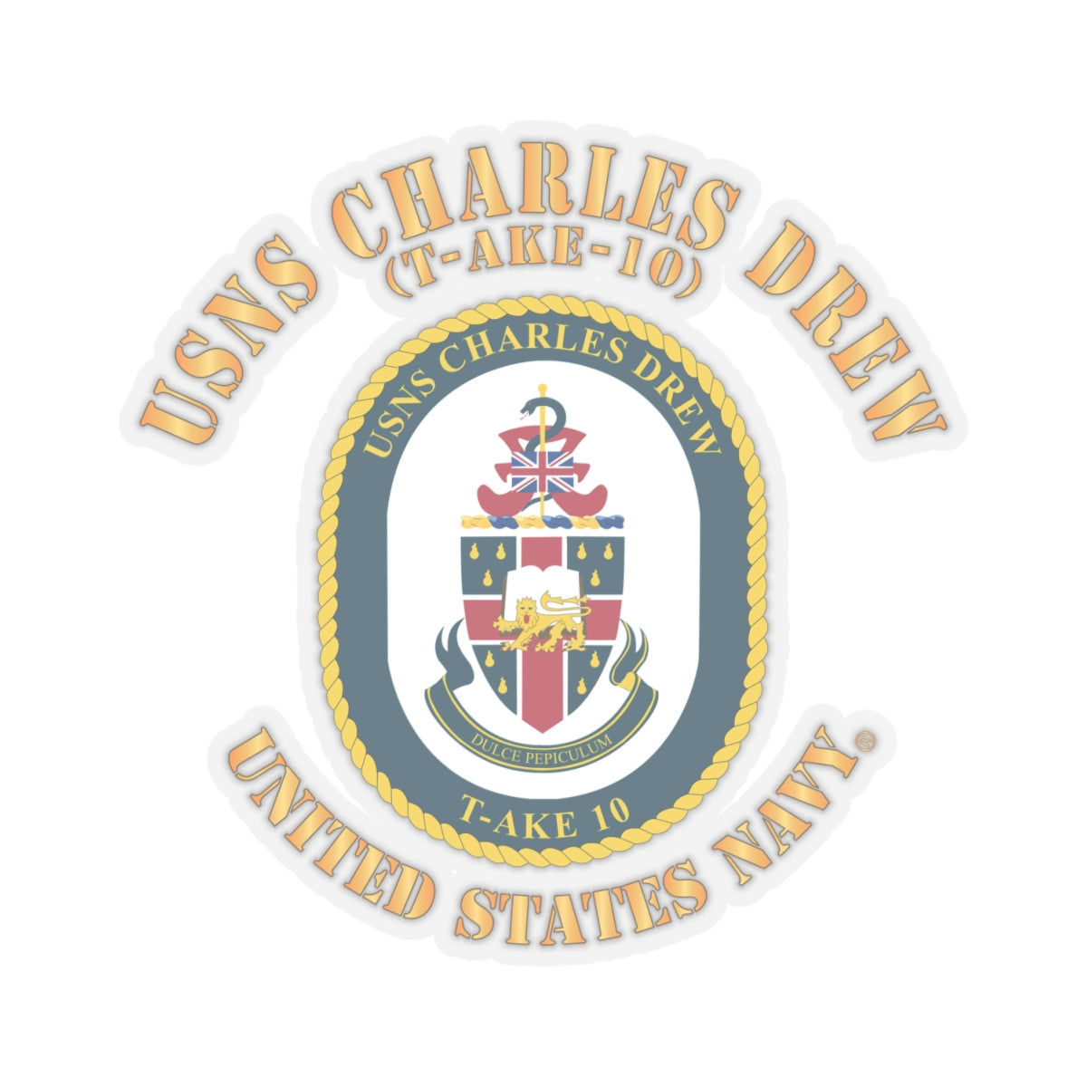 Kiss-Cut Stickers - Navy - USNS Charles Drew (T-AKE 10)