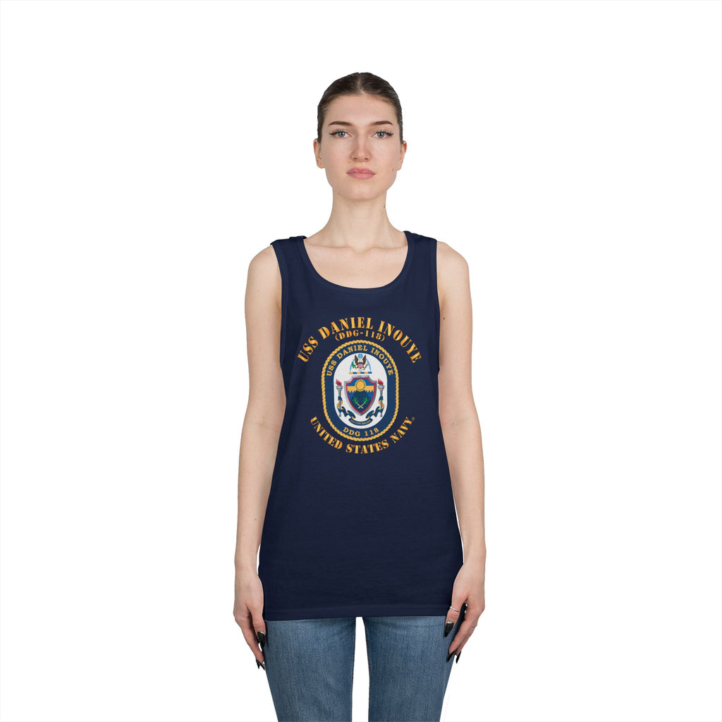 Unisex Heavy Cotton Tank Top - Navy - USS Daniel Inouye (DDG-118)