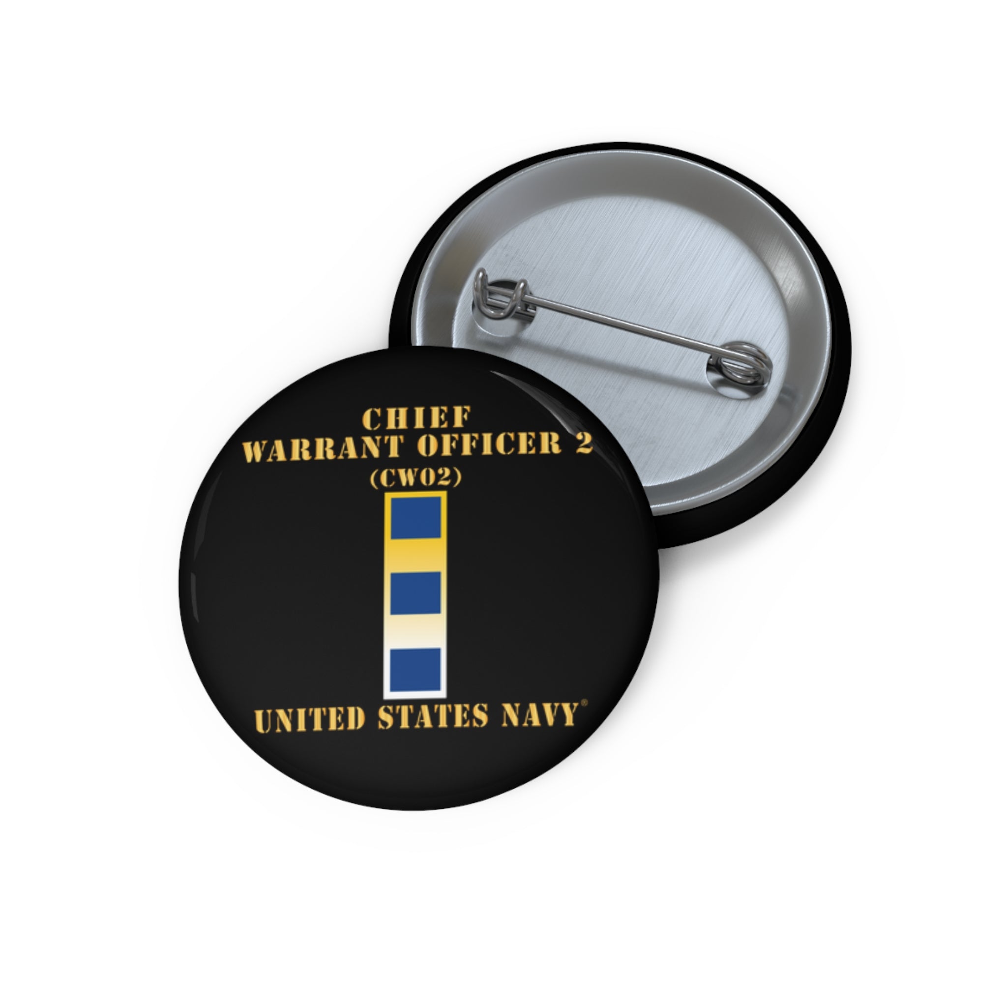 Custom Pin Button - Navy - Chief Warrant Officer 2 - CW02